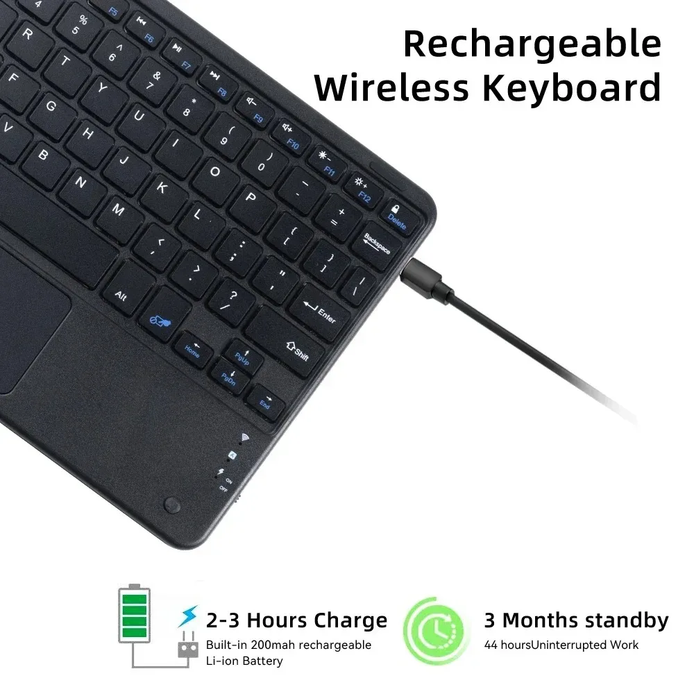 10inch Wireless Bluetooth Spanish Keyboard Desktop Office Wireless Touchable Keyboard Mouse For For Android IOS Windows Tablet thumbnail 3