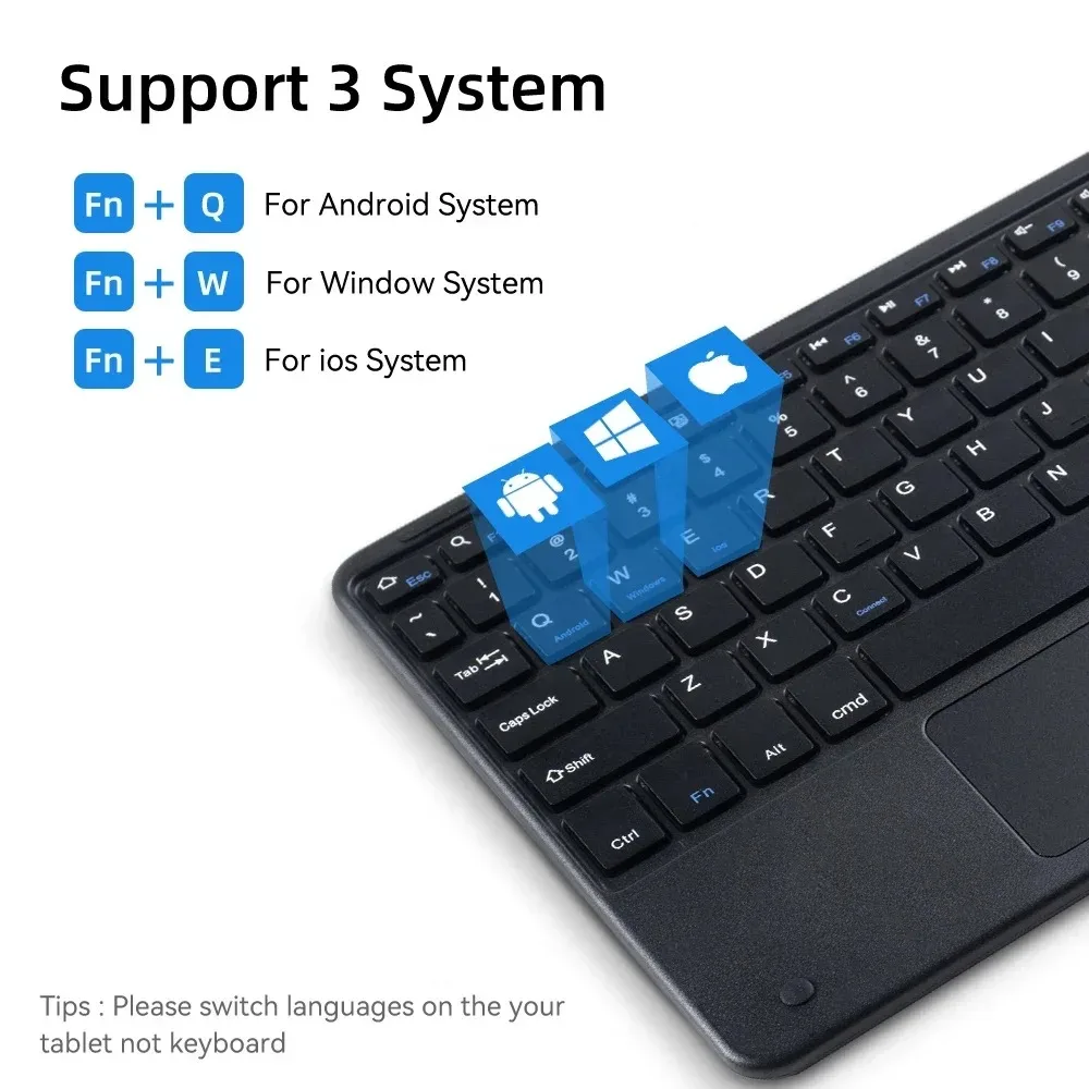 10inch Wireless Bluetooth Spanish Keyboard Desktop Office Wireless Touchable Keyboard Mouse For For Android IOS Windows Tablet thumbnail 4