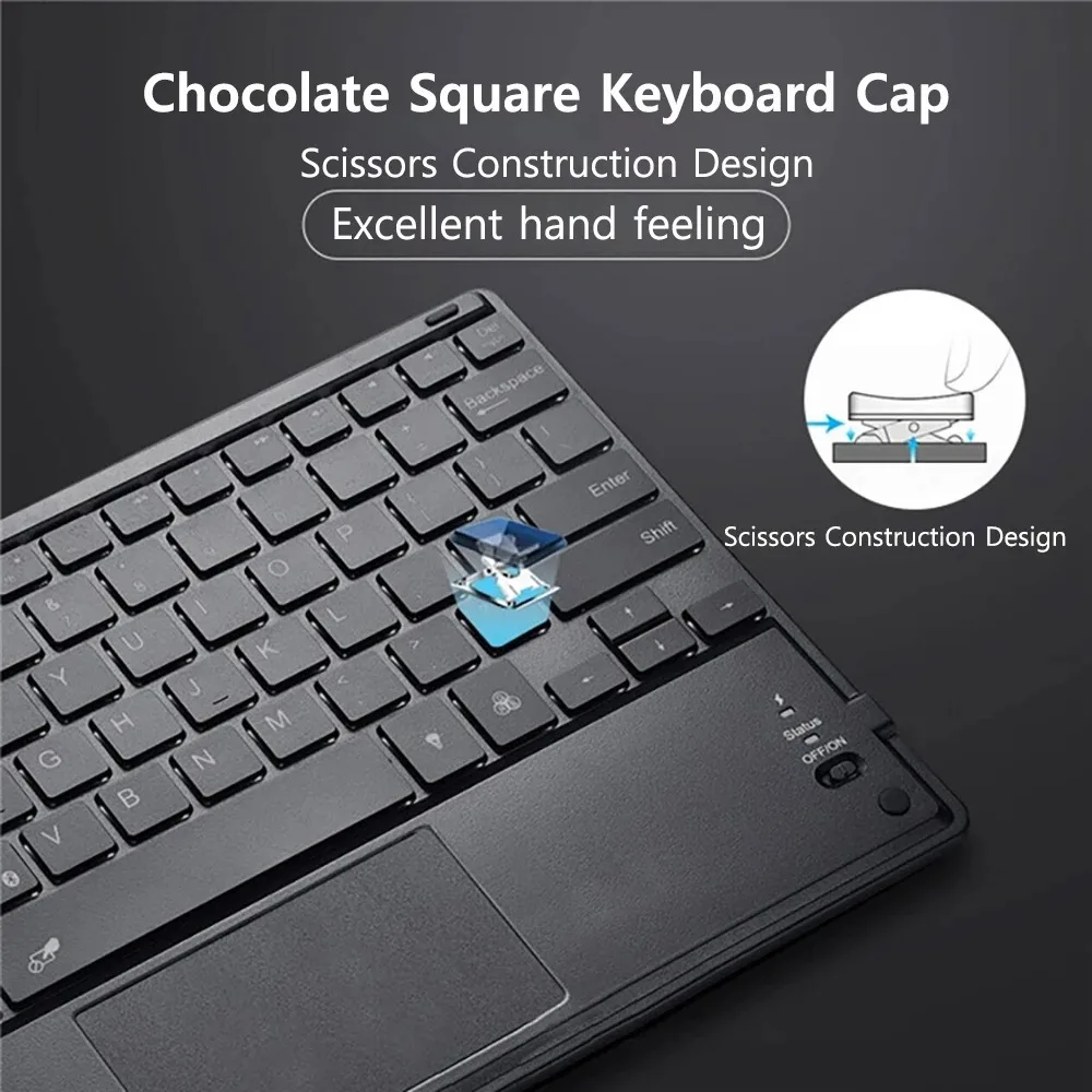 10inch Wireless Bluetooth Spanish Keyboard Desktop Office Wireless Touchable Keyboard Mouse For For Android IOS Windows Tablet thumbnail 5