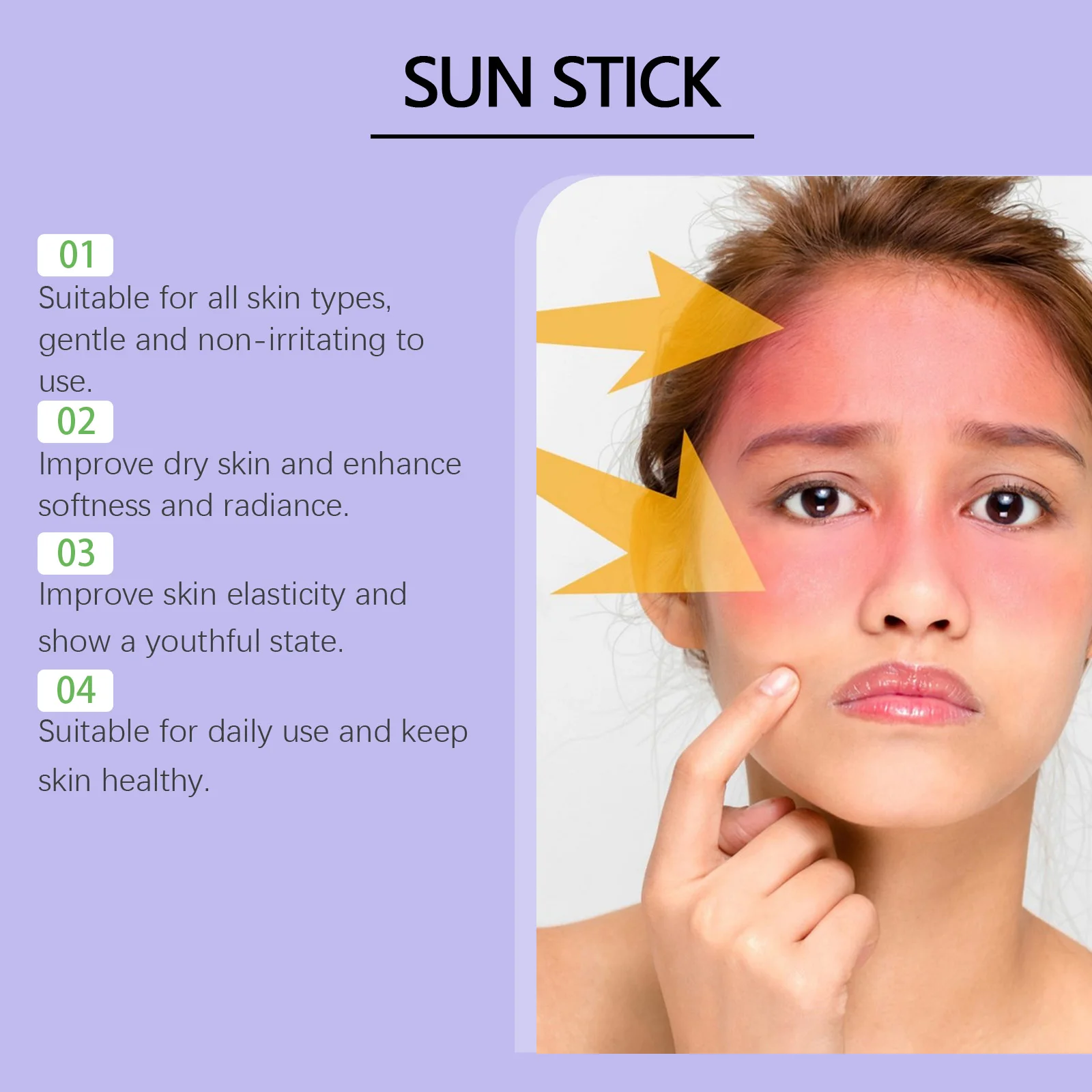 HOYGI Sunscreen Face Cream Stick Protector Skin Barrier Facial Sun Block SPF50 Non-Greasy Cream Hydration Moisturizing Stick thumbnail 3