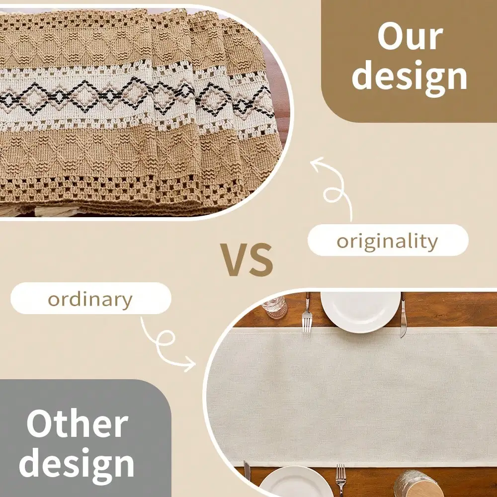Bohemian Style Placemats Set of 1/4/6pcs 30x50cm Hand-Woven with Tassels Double-Sided Dining Table Mat for Home Decor thumbnail 4