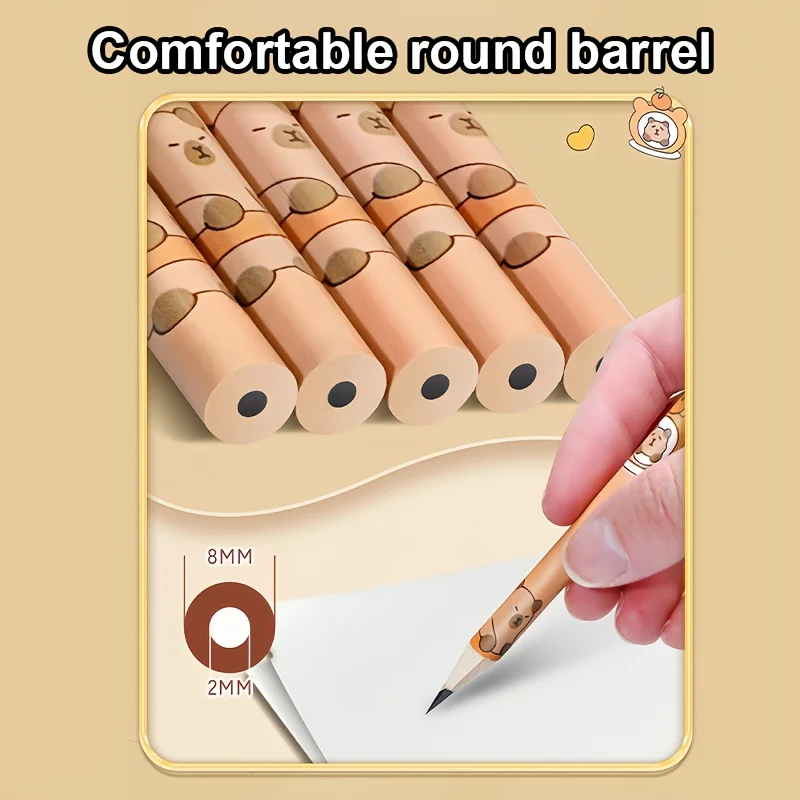 20Pcs Kapibara Round Stick Pencils, Length 7.47inch Cm, with Pencil Lead, for Sketching, Drawing, Marking, Art Supplies, Woodworking Pencils, Stationery, Office Supplies, School Supplies, Stationery Sets, Back-To-School Season thumbnail 4