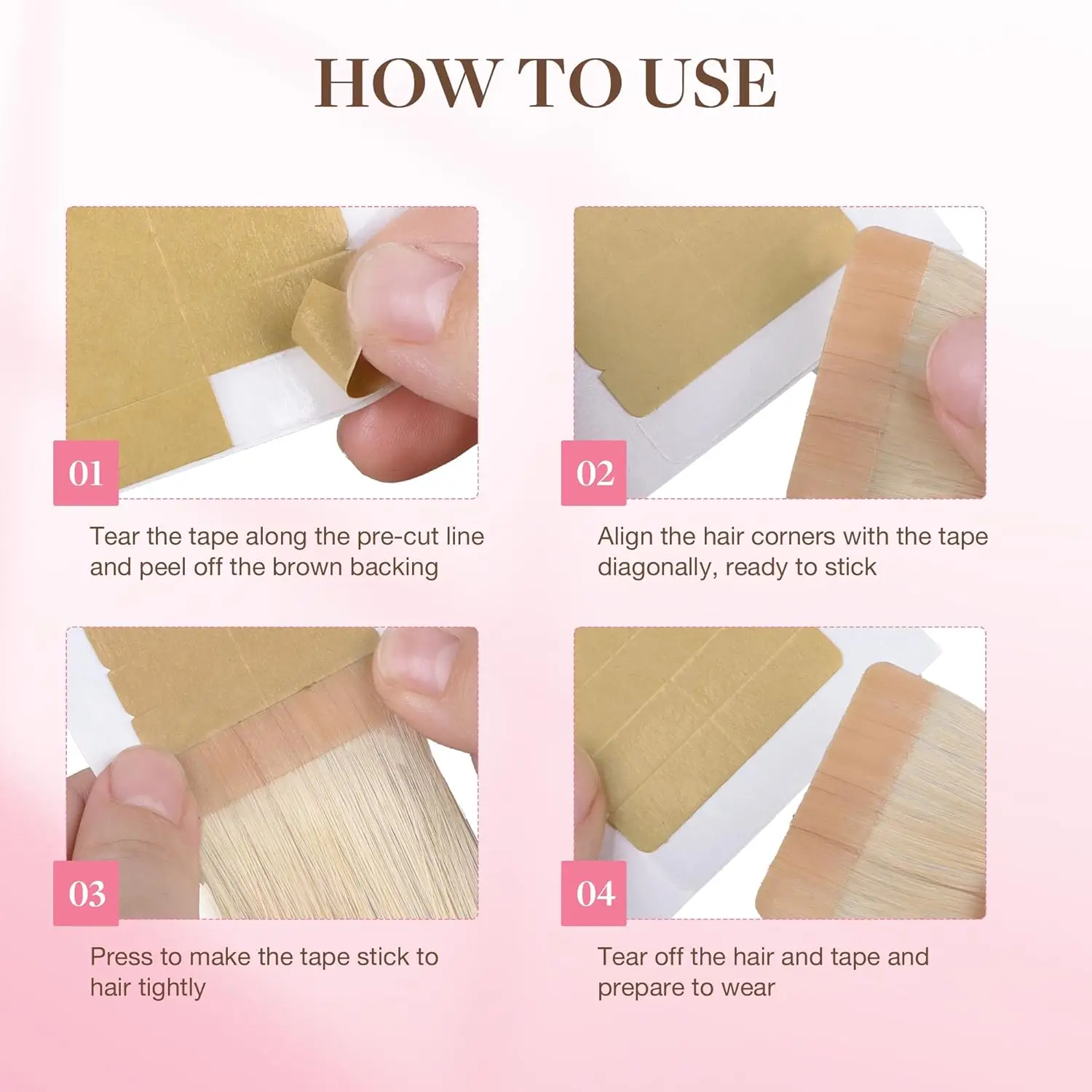 72Tabs(6sheets）Hair Extension Tape Double Sided Adhesive Replacement Tape Professional Strong Tapes for Tape in Hair Extensions thumbnail 4