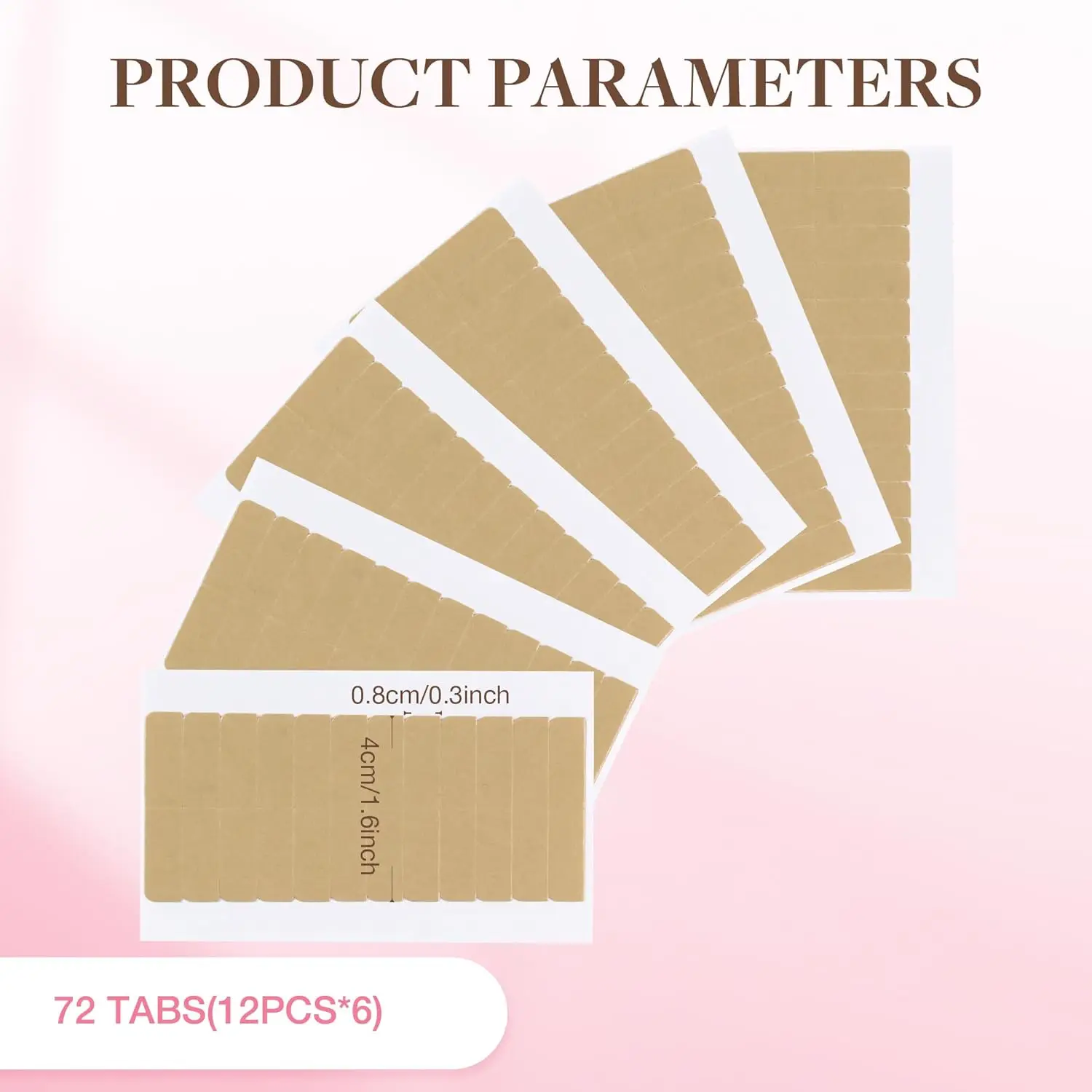 72Tabs(6sheets）Hair Extension Tape Double Sided Adhesive Replacement Tape Professional Strong Tapes for Tape in Hair Extensions thumbnail 3