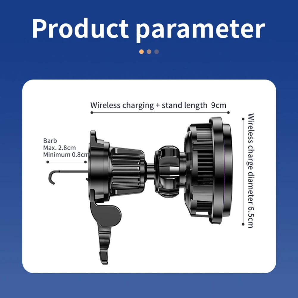 15W Magnetic Car Mount Charger 360° Rotation Wireless Charging Phone Cooling Car Charger Air Vent Phone Cooler Car Accessories thumbnail 6