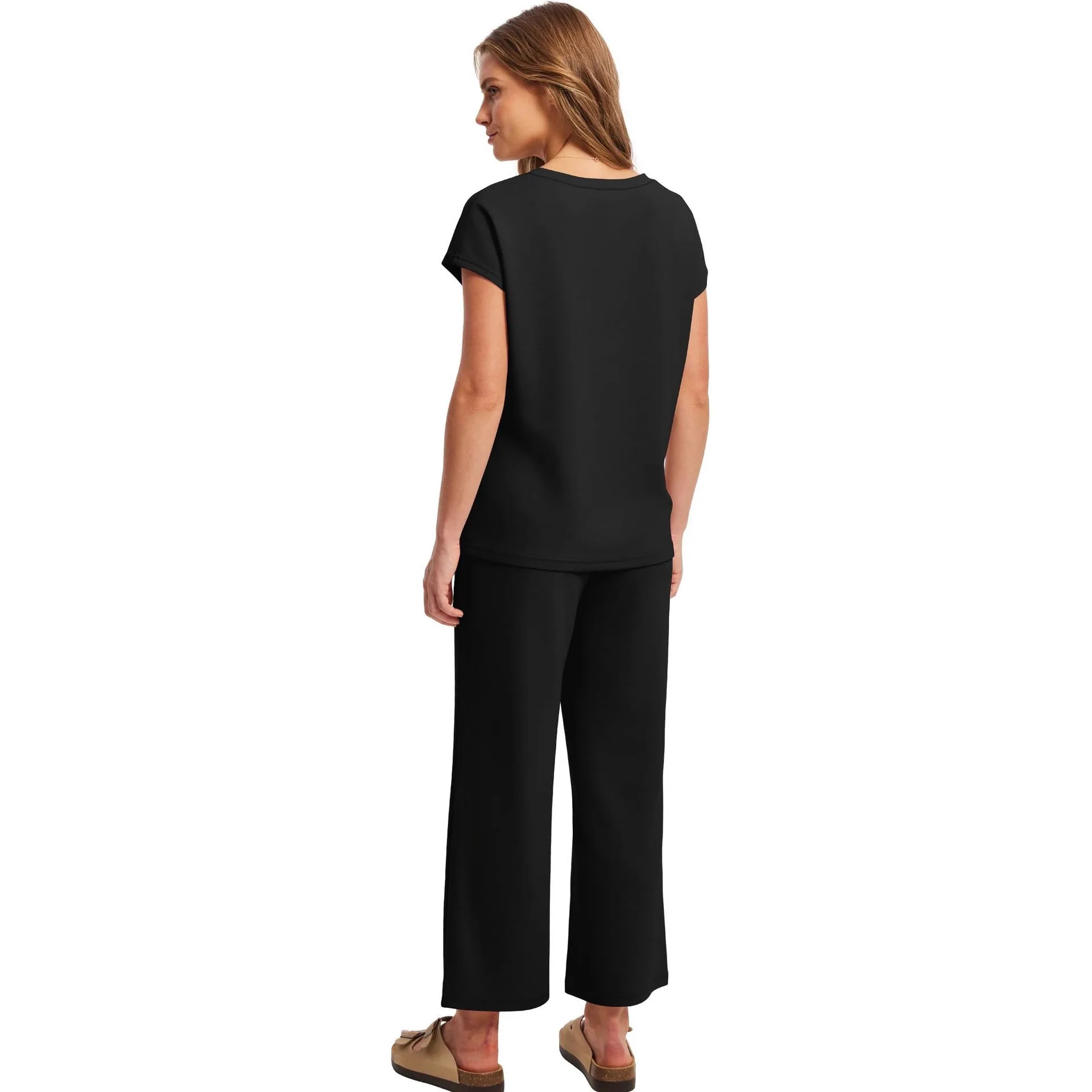 2 pieces women casual sets 2026 Loose bat sleeve V-neck sleeveless vest top solid color pants two pieces sets women's clothing thumbnail 2