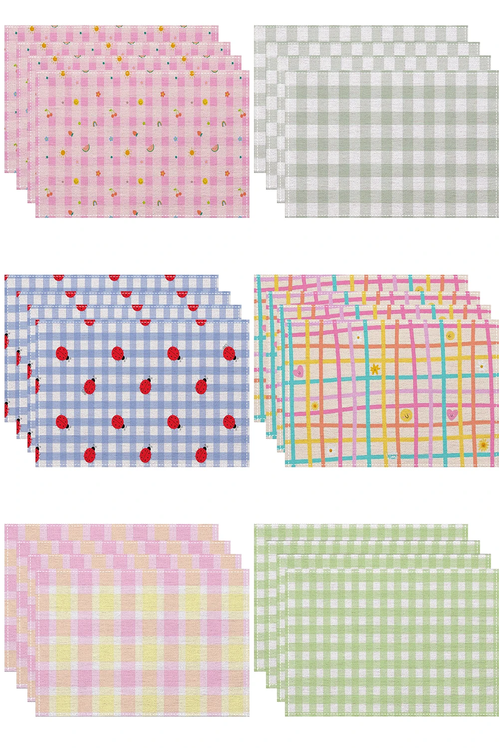 Various Checkerboard Colors Placemat Kitchen Dining Placemats 4pcs, Daily Home Decoration