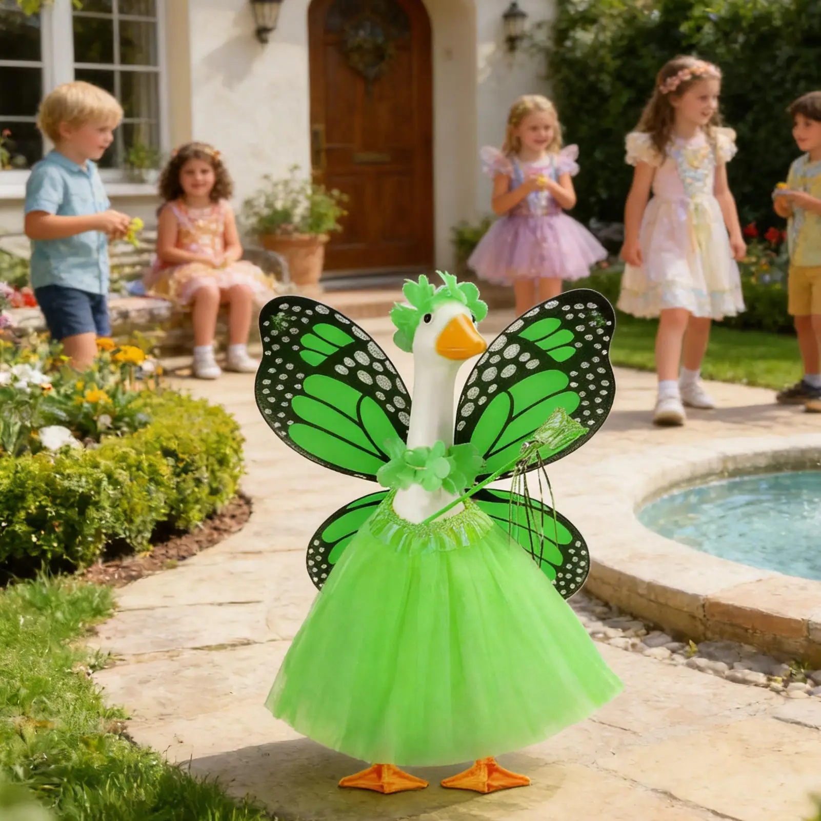 Butterfly Porch Goose Outfit Patio Figurine Clothing Porch Goose Cosplay Costume for Garden Yard Lawn Patio Courtyard Balcony thumbnail 4