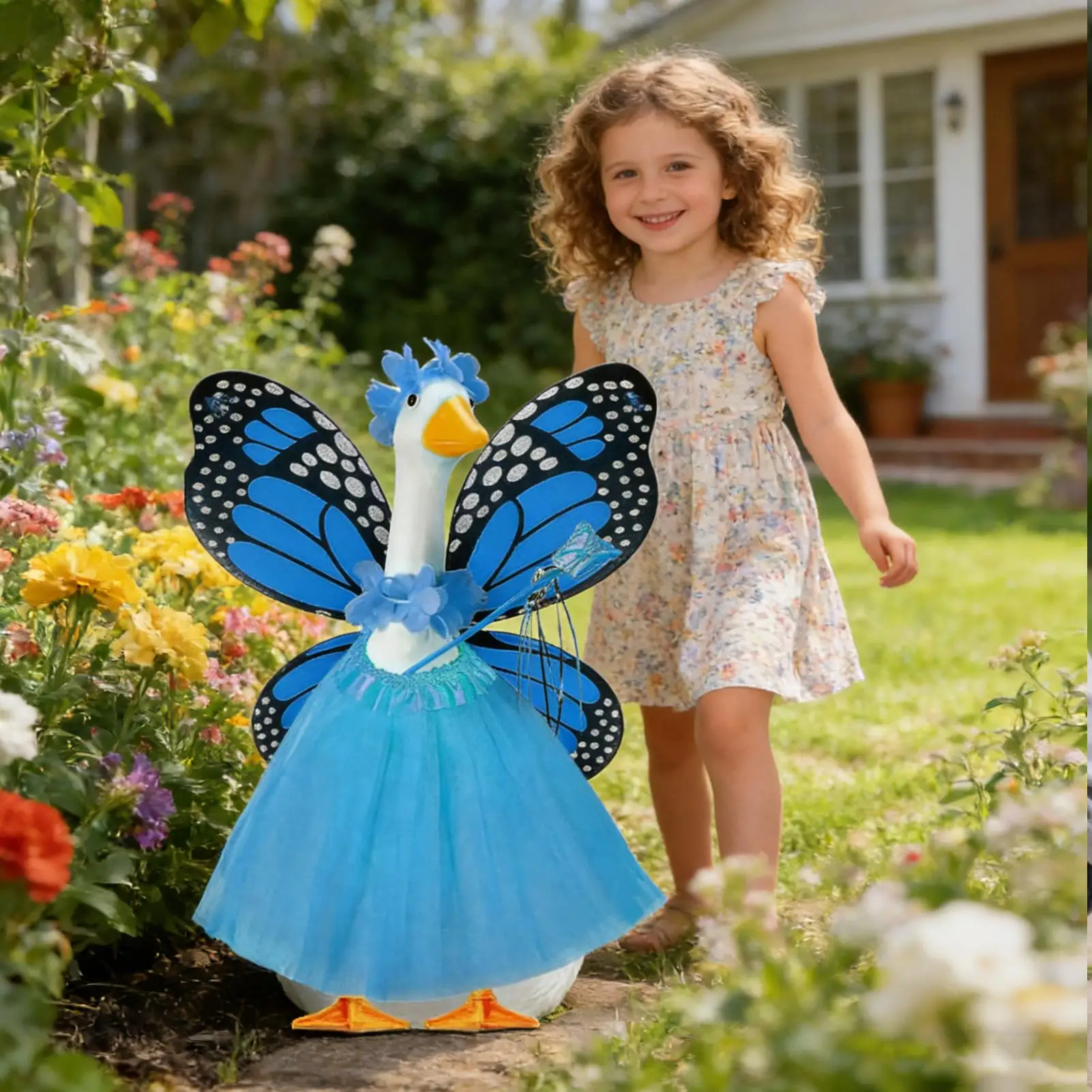 Butterfly Porch Goose Outfit Patio Figurine Clothing Porch Goose Cosplay Costume for Garden Yard Lawn Patio Courtyard Balcony thumbnail 5