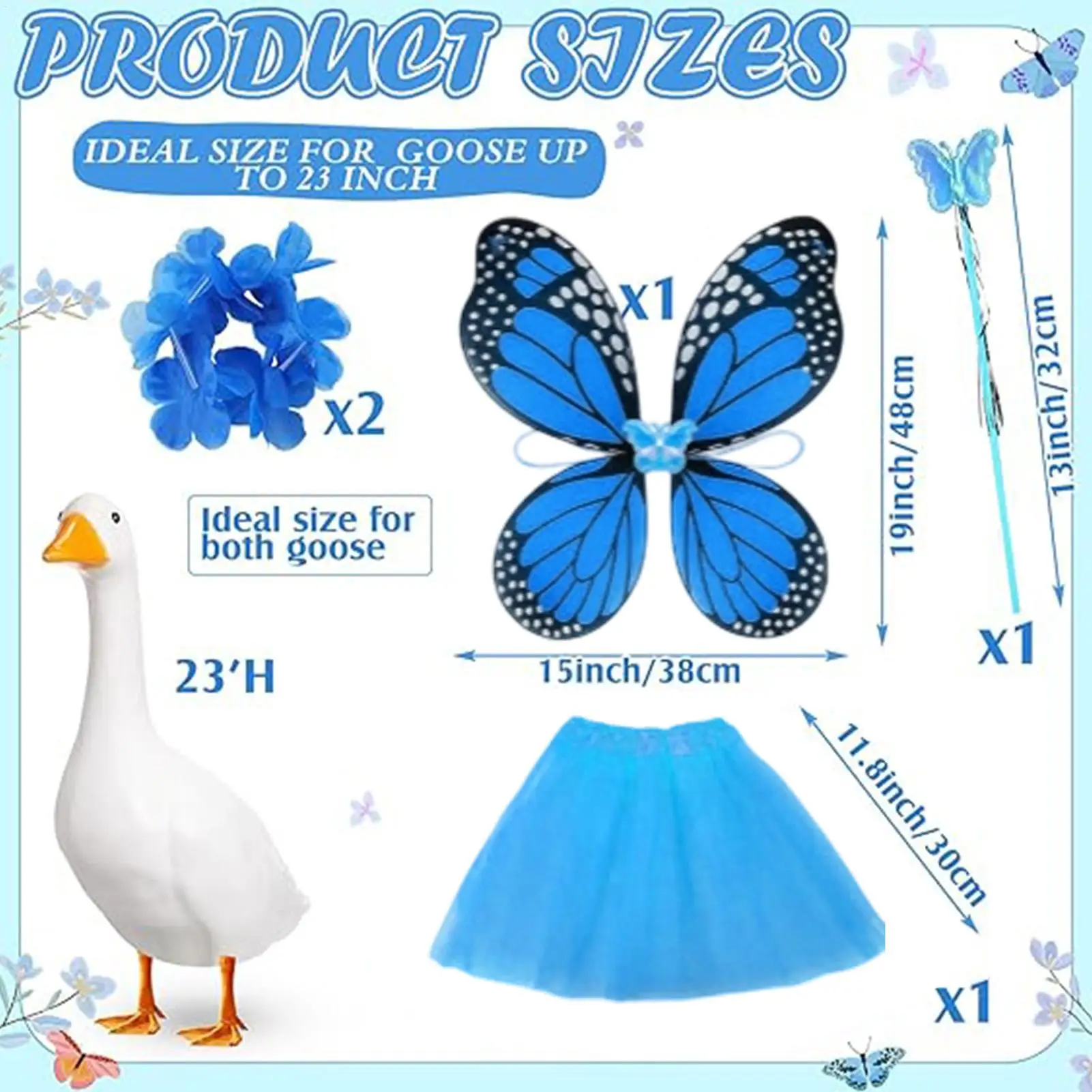 Butterfly Porch Goose Outfit Patio Figurine Clothing Porch Goose Cosplay Costume for Garden Yard Lawn Patio Courtyard Balcony thumbnail 6