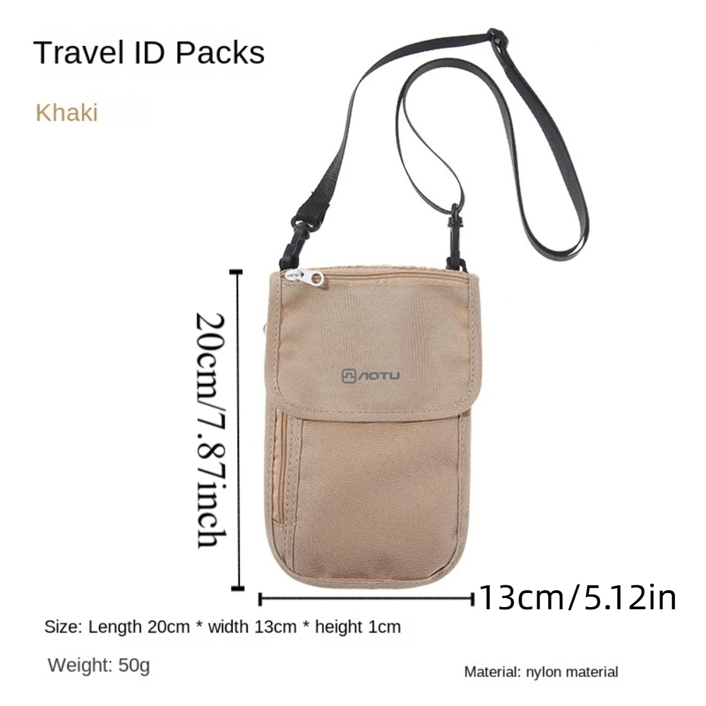 Travel Accessories Travel Wallet Khaki Black Ticket Holder Travel Neck Pouch Zipper Nylon Passport Wallet Airplane Check-in thumbnail 6