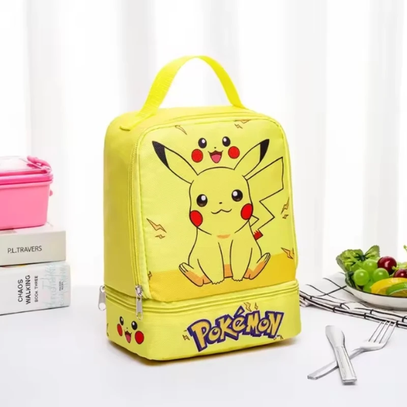Pikachu Pocket Monsters Insulated Lunch Bag Insulated Kawaii Anime Bag Meal Bag Cartoon Children's Student Bento Tote Bag
