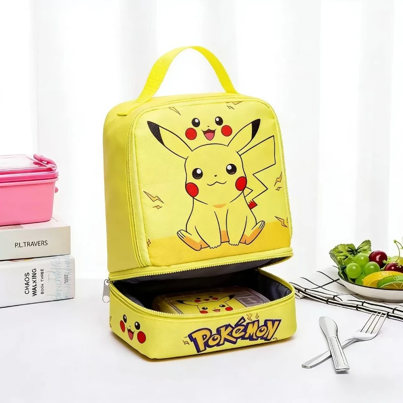 Pikachu Pocket Monsters Insulated Lunch Bag Insulated Kawaii Anime Bag Meal Bag Cartoon Children's Student Bento Tote Bag thumbnail 2