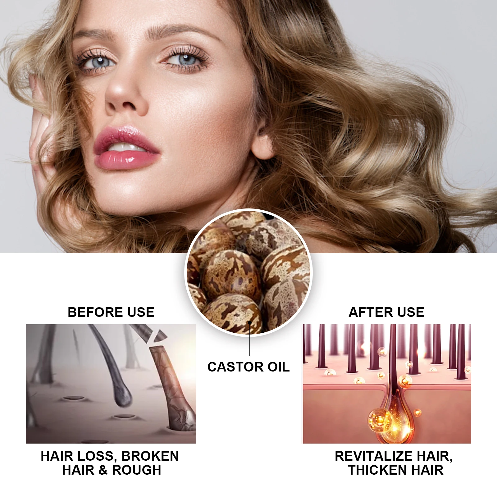 30ml Castor Oil Hair Thickening Essential Oil Nourish Scalp Massage Refreshing Hair Growth Repair Smoothing Hair Care Oil thumbnail 5