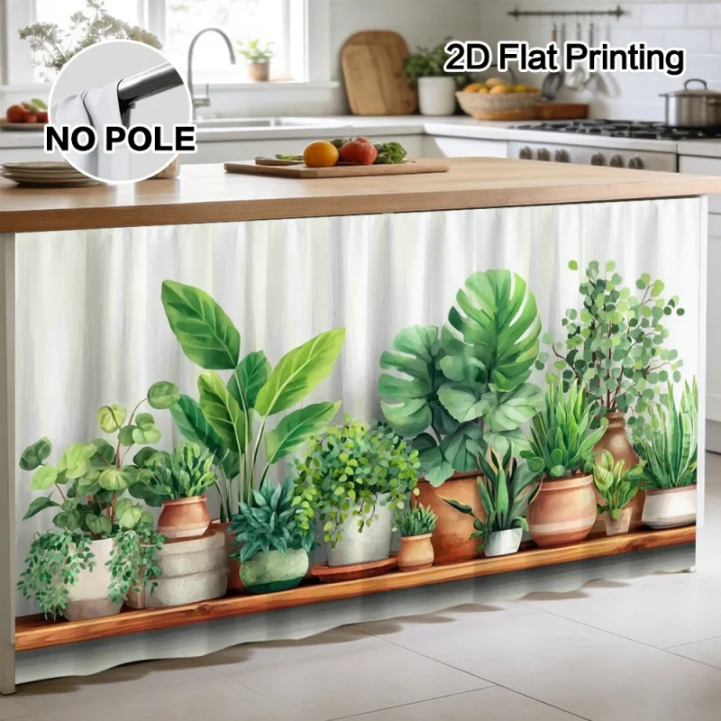 Natural Style Potted Plant Arrangement Curtains for Living Room And Bathroom Cabinets Decorative Greenery Window Treatments thumbnail 6