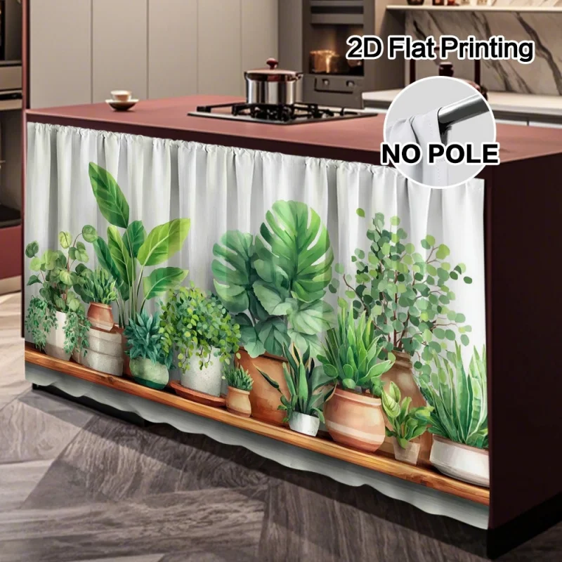 Natural Style Potted Plant Arrangement Curtains for Living Room And Bathroom Cabinets Decorative Greenery Window Treatments
