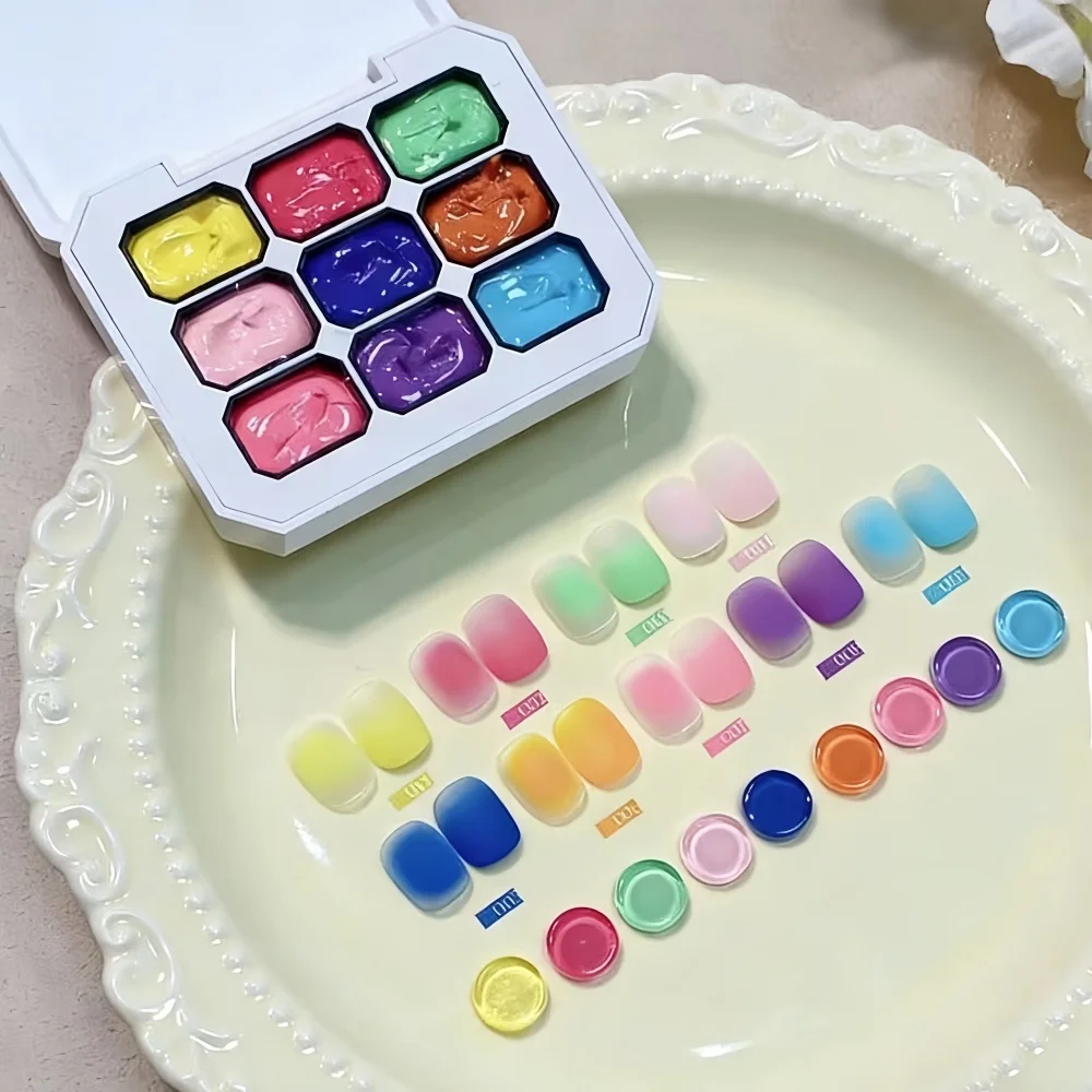9 color fluorescent nail pat gel ,rainbow bright colors high saturation UV&LED nail polish adhesive salon DIY Y2K，summer popular thumbnail 5
