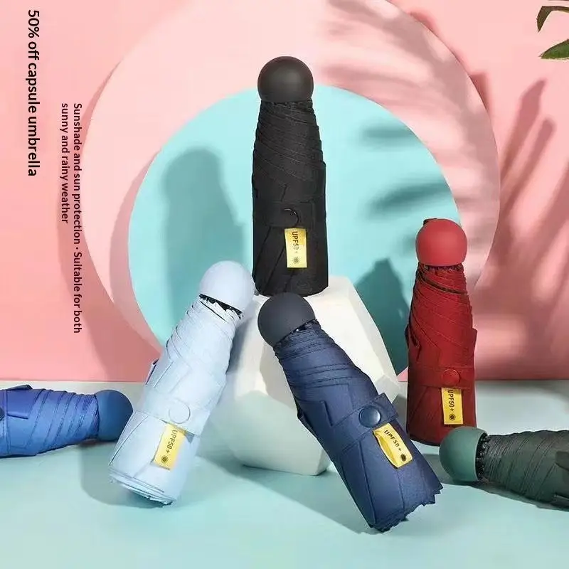 Compact Travel Mini Umbrella Uv Protection Umbrella 5 Fold Ultra Lightweight Sunshade Umbrellas Protable Manual thumbnail 3