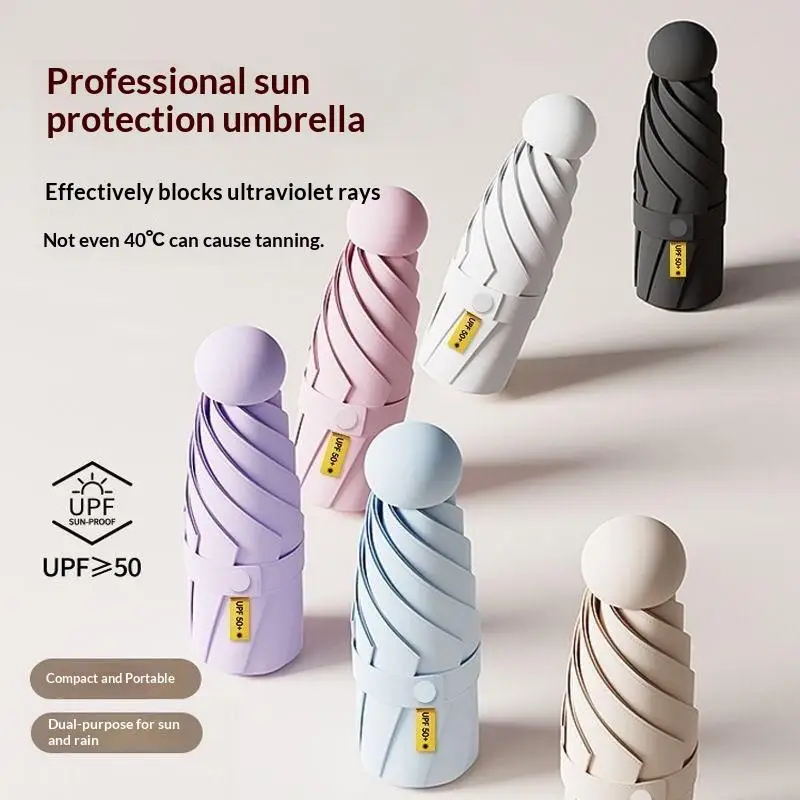 Compact Travel Mini Umbrella Uv Protection Umbrella 5 Fold Ultra Lightweight Sunshade Umbrellas Protable Manual thumbnail 4