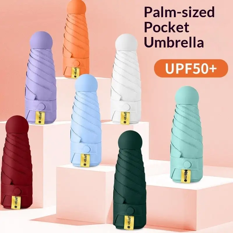 Compact Travel Mini Umbrella Uv Protection Umbrella 5 Fold Ultra Lightweight Sunshade Umbrellas Protable Manual thumbnail 5