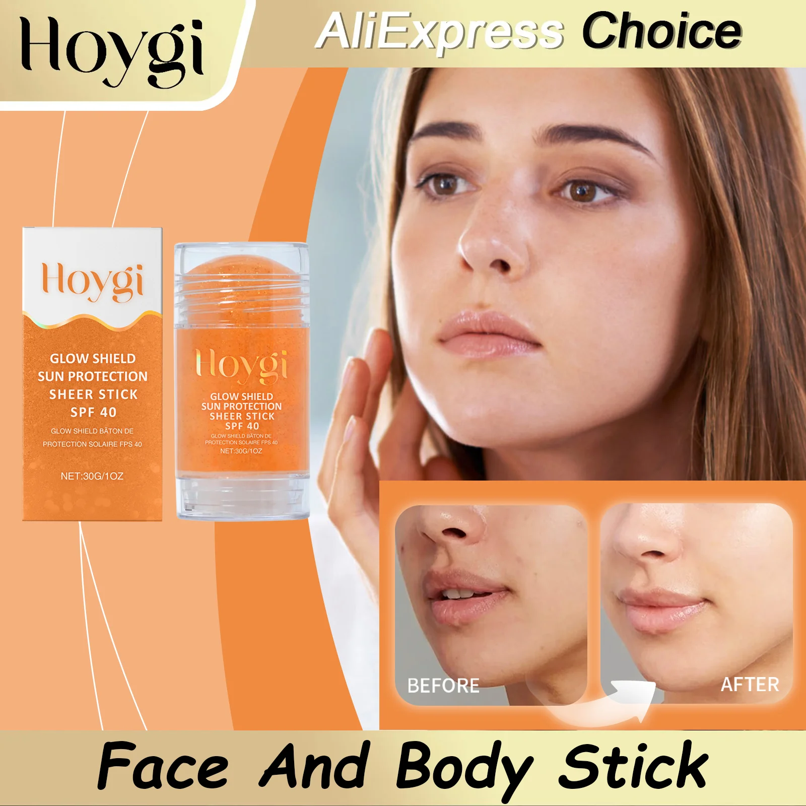 HOYGI Vitamin E Facial Cream Stick Moisturizing Deep Hydration Sunscreen SPF40 Body Facial Sunblock Stick UV Protective Cream