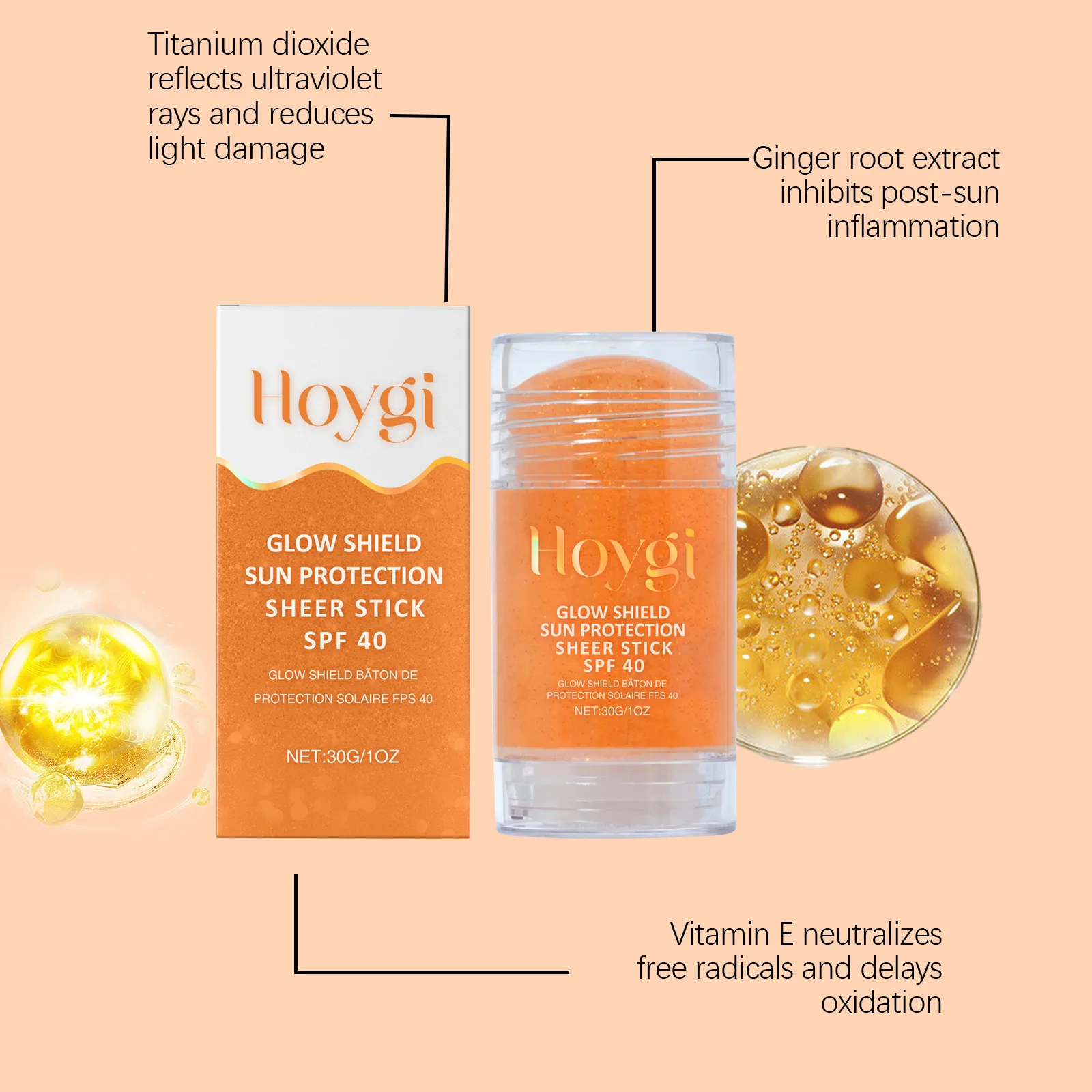 HOYGI Vitamin E Facial Cream Stick Moisturizing Deep Hydration Sunscreen SPF40 Body Facial Sunblock Stick UV Protective Cream thumbnail 4