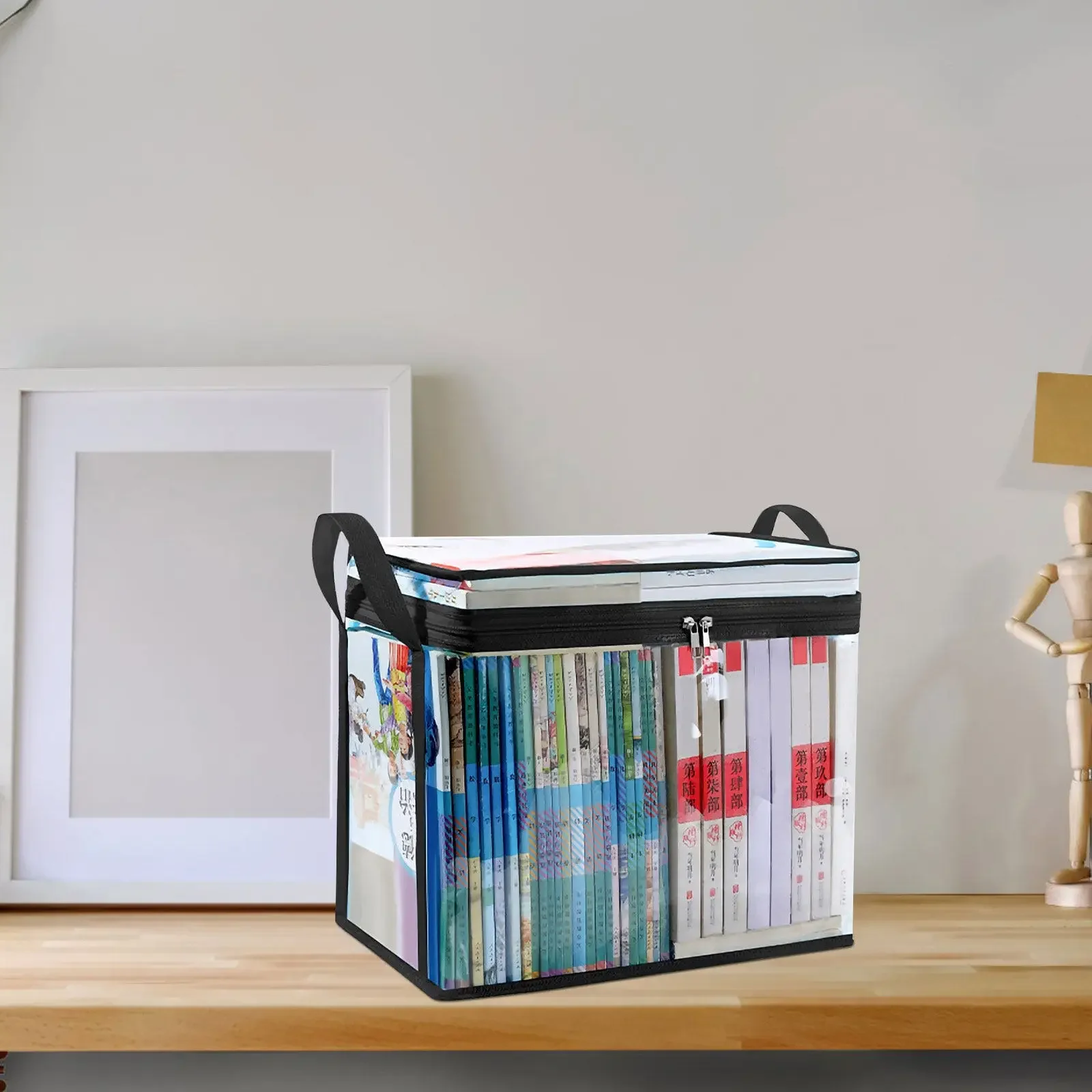 High Quality Transparent Clear PVC Book Storage Bag Dustproof Foldable Organizer with Handles for Books And Magazines thumbnail 2