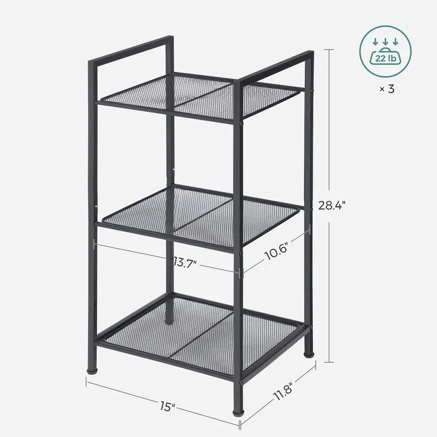 3Tier Storage Rack, Bathroom Shelf, Extendable Plant Stand with Adjustable Shelf, for Bathroom, Living Room, Balcony, Kitchen, thumbnail 3