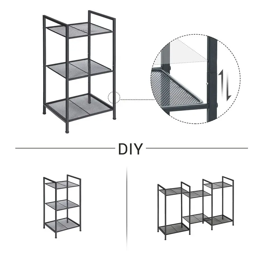 3Tier Storage Rack, Bathroom Shelf, Extendable Plant Stand with Adjustable Shelf, for Bathroom, Living Room, Balcony, Kitchen, thumbnail 4