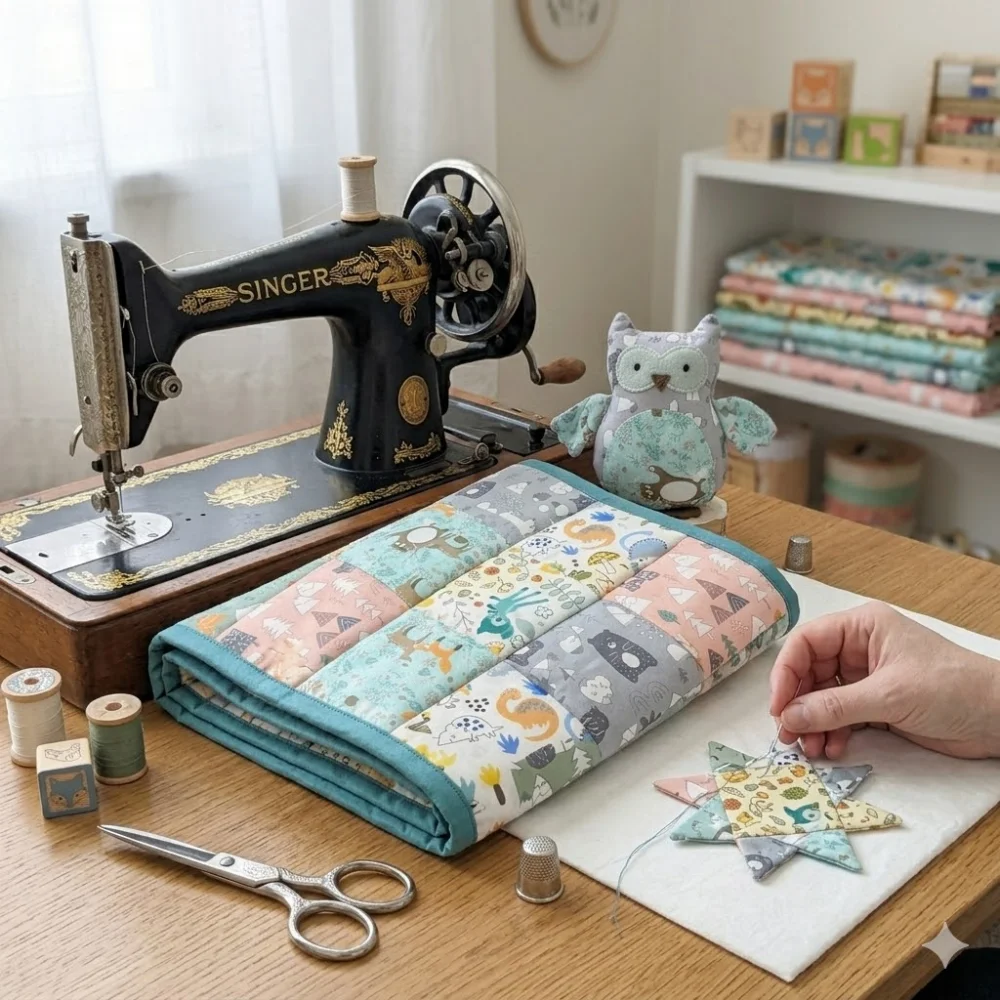 8Pcs Cute Cartoon Animal Cotton Fabric 100% Cotton Material Perfect for Patchwork Quilting & DIY Handmade Sewing Projects thumbnail 5