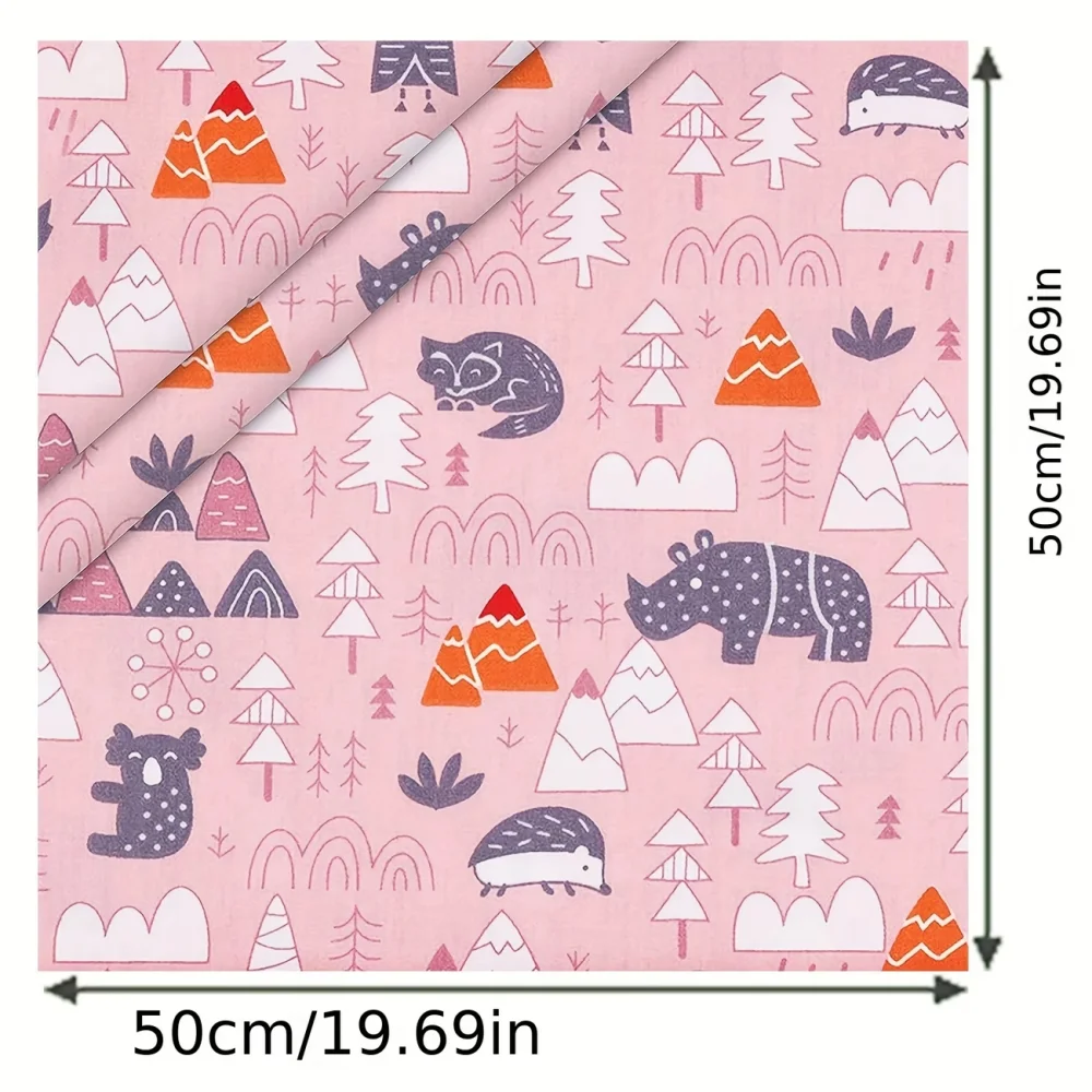 8Pcs Cute Cartoon Animal Cotton Fabric 100% Cotton Material Perfect for Patchwork Quilting & DIY Handmade Sewing Projects thumbnail 2