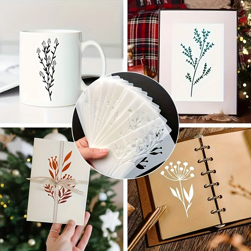 18Pcs/set Reusable Waterproof Stencils Crafts Stencils DIY Art Scrapbook Set DIY Flower Painting Stencils for Wood Fabric Paper thumbnail 6