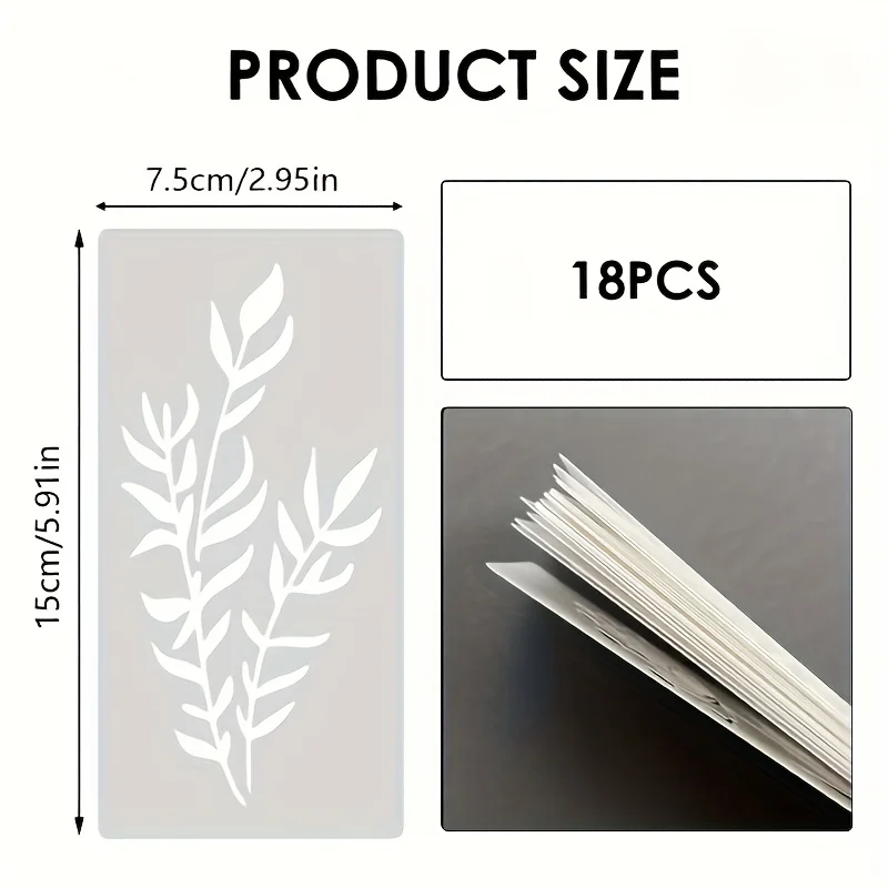 18Pcs/set Reusable Waterproof Stencils Crafts Stencils DIY Art Scrapbook Set DIY Flower Painting Stencils for Wood Fabric Paper thumbnail 3