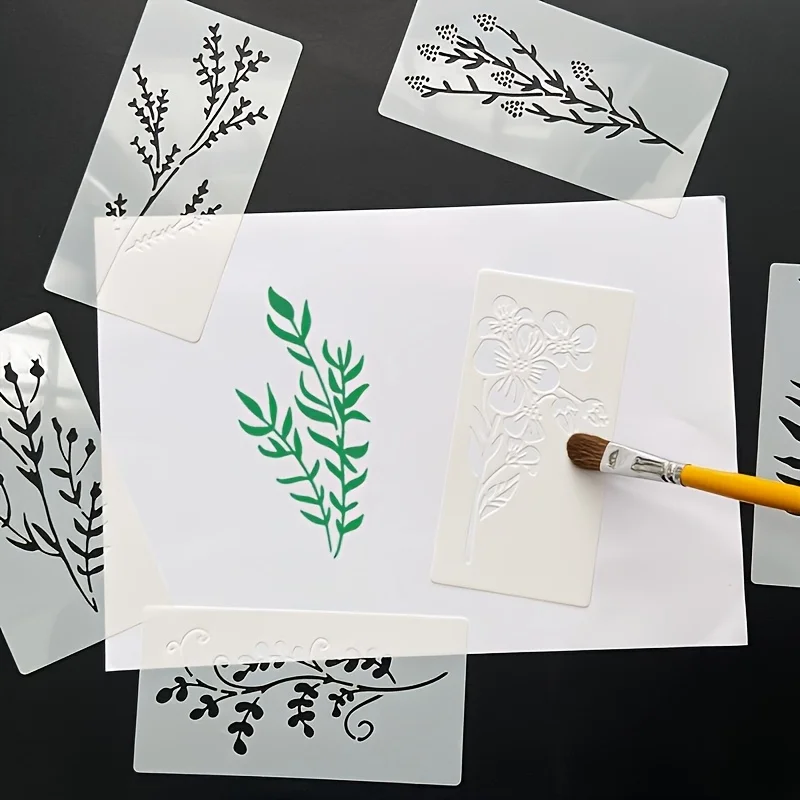 18Pcs/set Reusable Waterproof Stencils Crafts Stencils DIY Art Scrapbook Set DIY Flower Painting Stencils for Wood Fabric Paper thumbnail 5