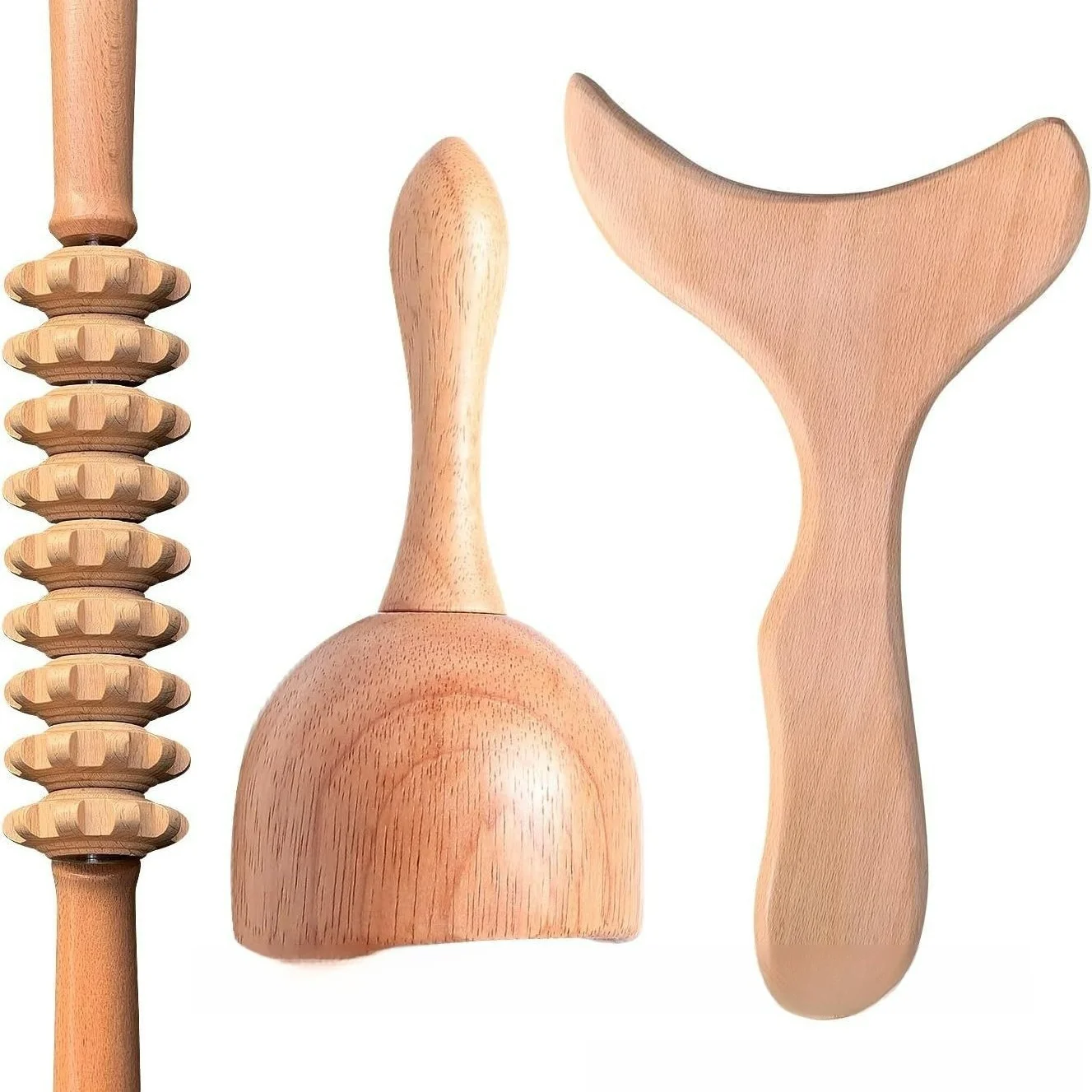 6pcs Wood Therapy Kit Massage Tools Maderoterapia Kit Wood Massager Roller Wood Gua Sha Roller Manual Wooden Fascia Massage For thumbnail 6