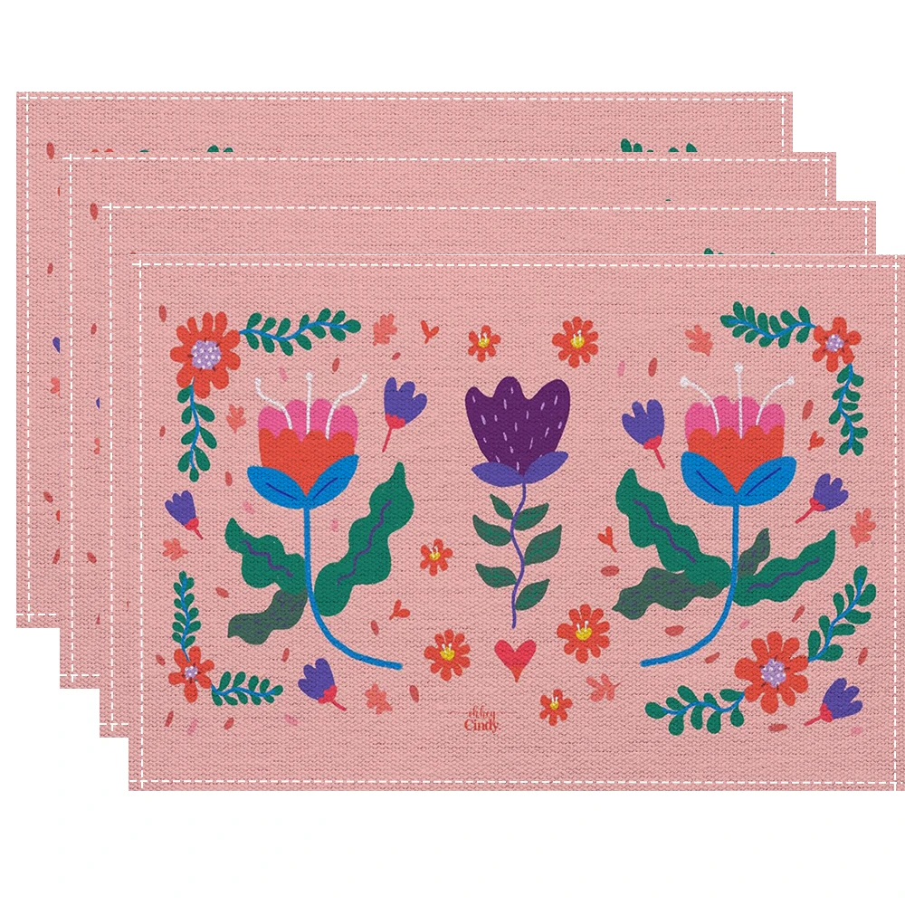 Rustic Fresh Floral Placemat, Heat-Resistant Anti-Scald Table Mat, Fabric Mat for Kitchen & Dining thumbnail 2