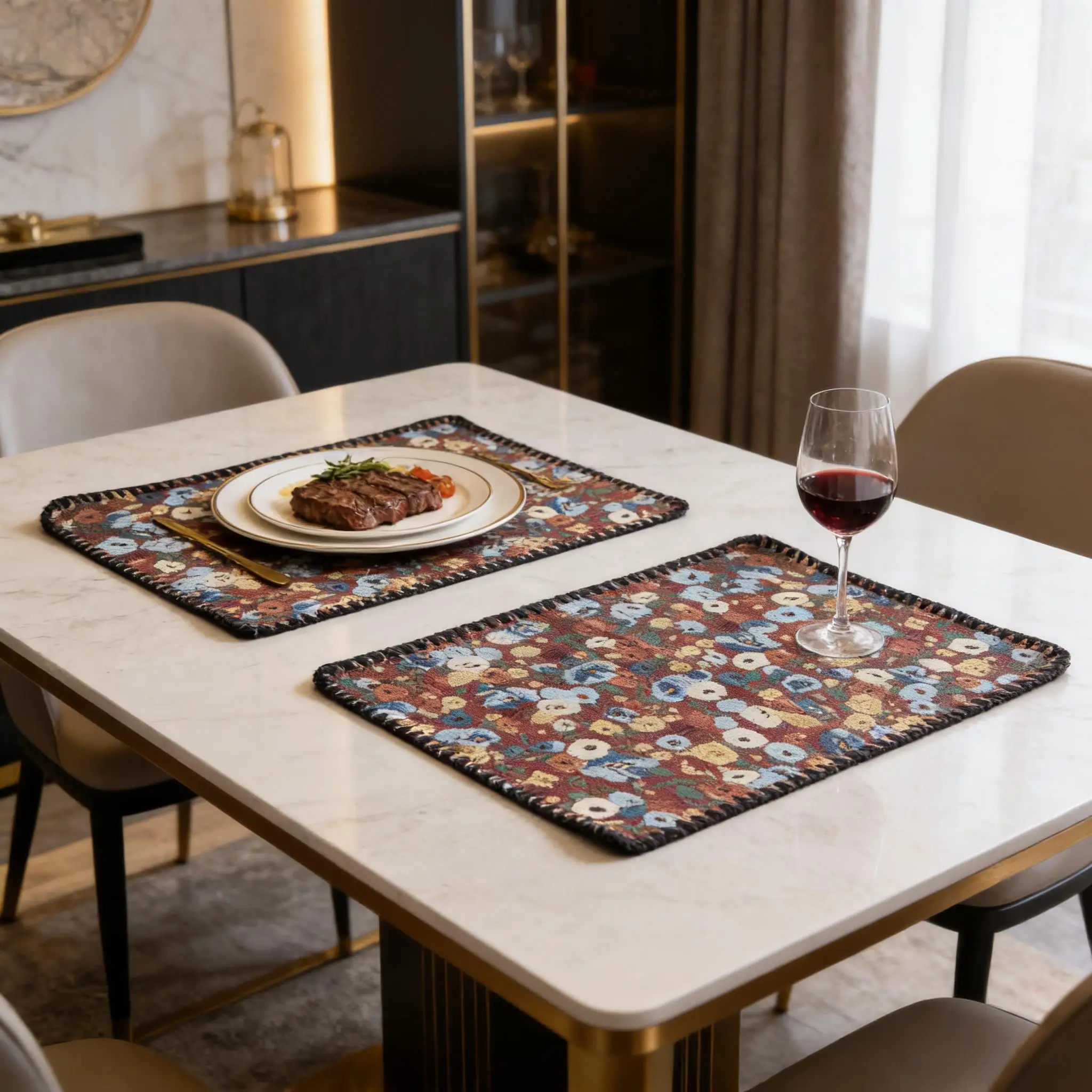 Elegant Woven Cloth Cotton Linen Placemats Durable Dining Table Mats Stylish Cotton Table Mats for Kitchen Tabletop Daily Use Di thumbnail 4