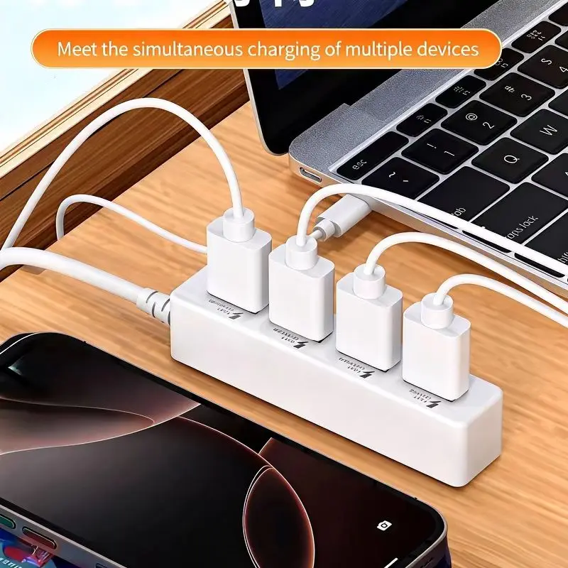 USB 2.0 4-Port Power Strip Charging Extension Cable USB Hub Multi-Port Socket with Power PC Computer Accessories thumbnail 2