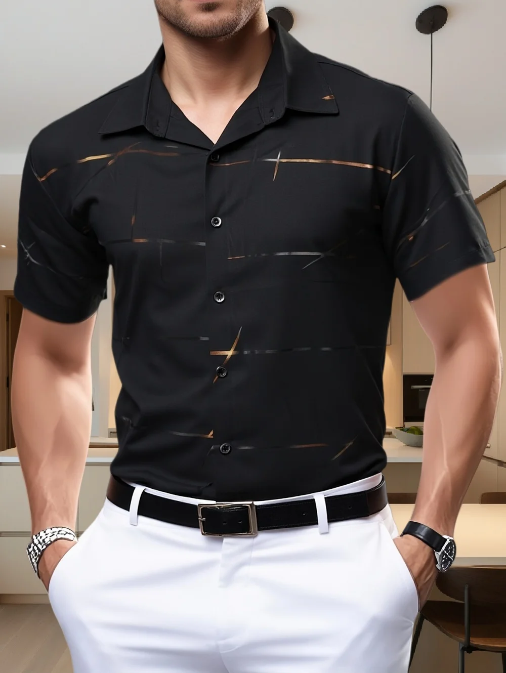 2026 Summer Fashion Simple Elegant Loose Quick Drying Men's Short Sleeved Shirt thumbnail 5
