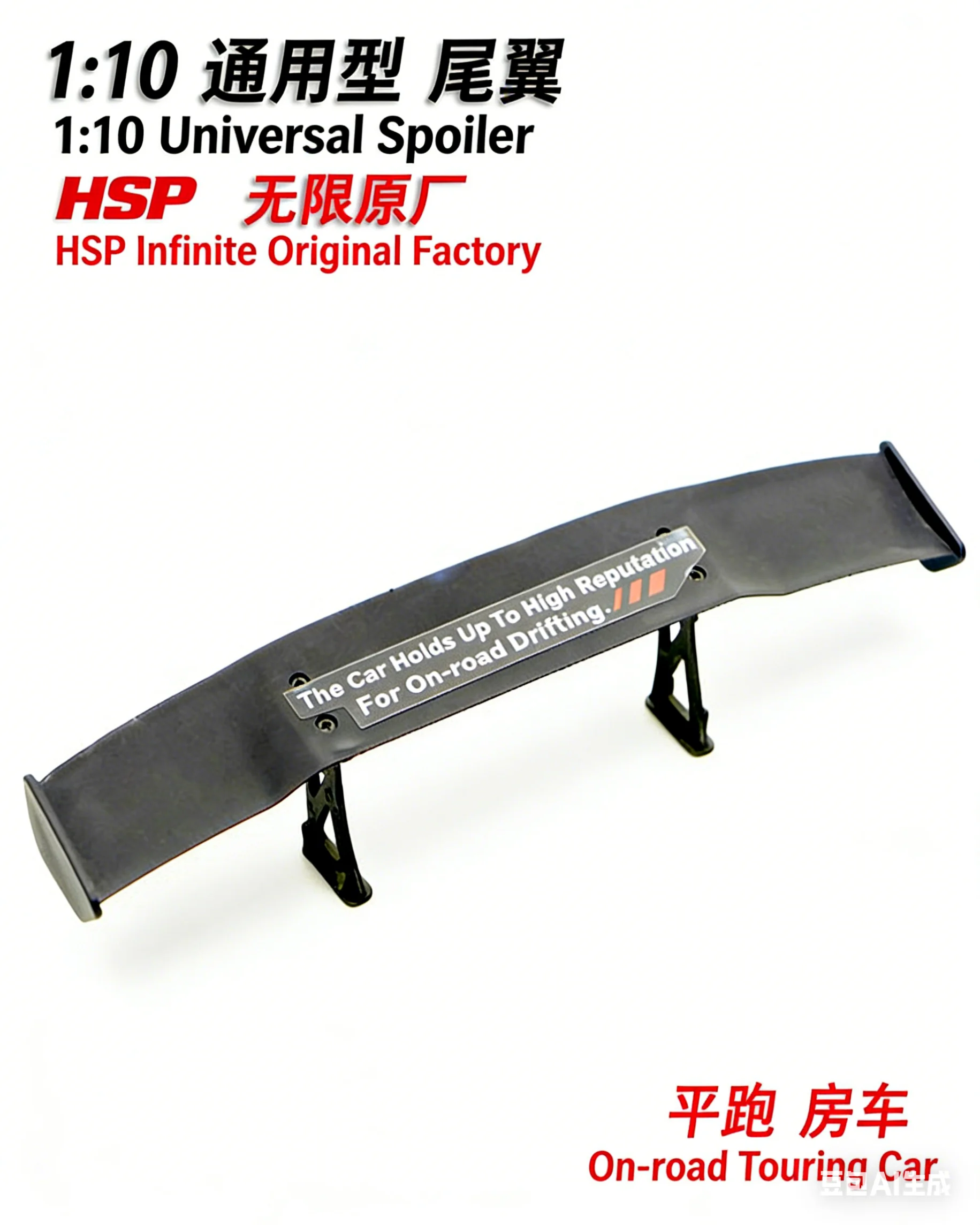 1/10 Universal Black Rear Wing Spoiler for HSP 94123 94122 RC Touring Car Body Shell