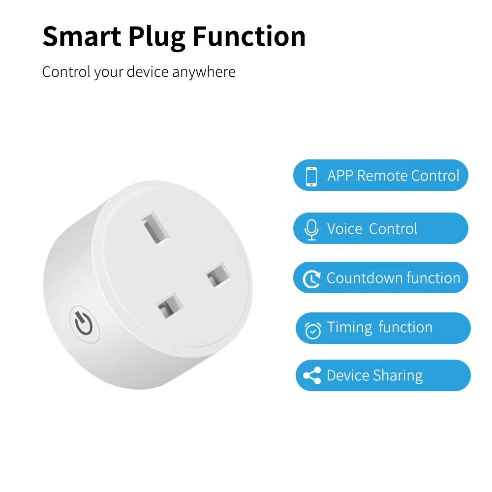 Tuya Smart Socket WiFi 20A  UK Plug Home Alexa Voice Control With Energy Monitering Timer Function Power Outlet Set 3-pin thumbnail 6