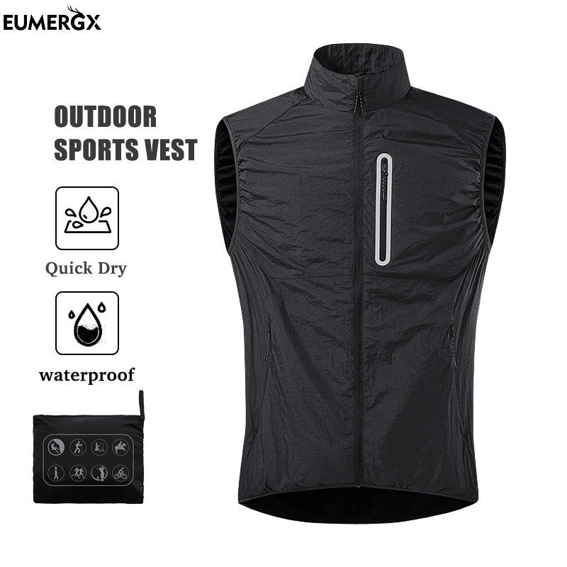 EUMERGX Summer Working Vest Men Women Waterproof Self-Storage Running Vests Mountaineering Camping Hiking Sleeveless Jacket