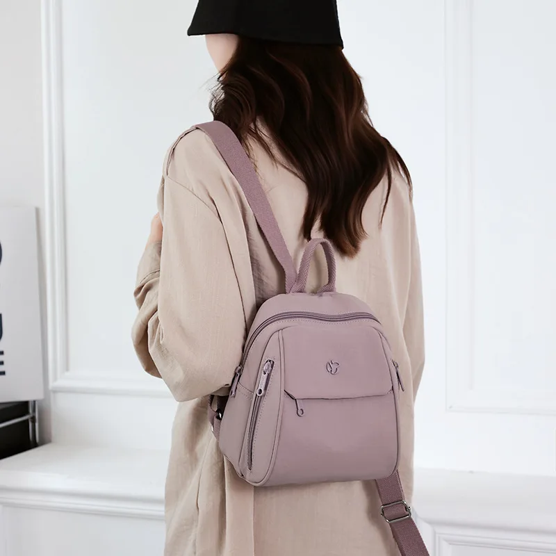 Casual Commuter Large Capacity Nylon Backpack Simple Fashionable Korean Style Travel Bag Breathable Double Shoulder Bag thumbnail 3