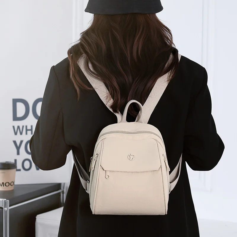 Casual Commuter Large Capacity Nylon Backpack Simple Fashionable Korean Style Travel Bag Breathable Double Shoulder Bag thumbnail 4