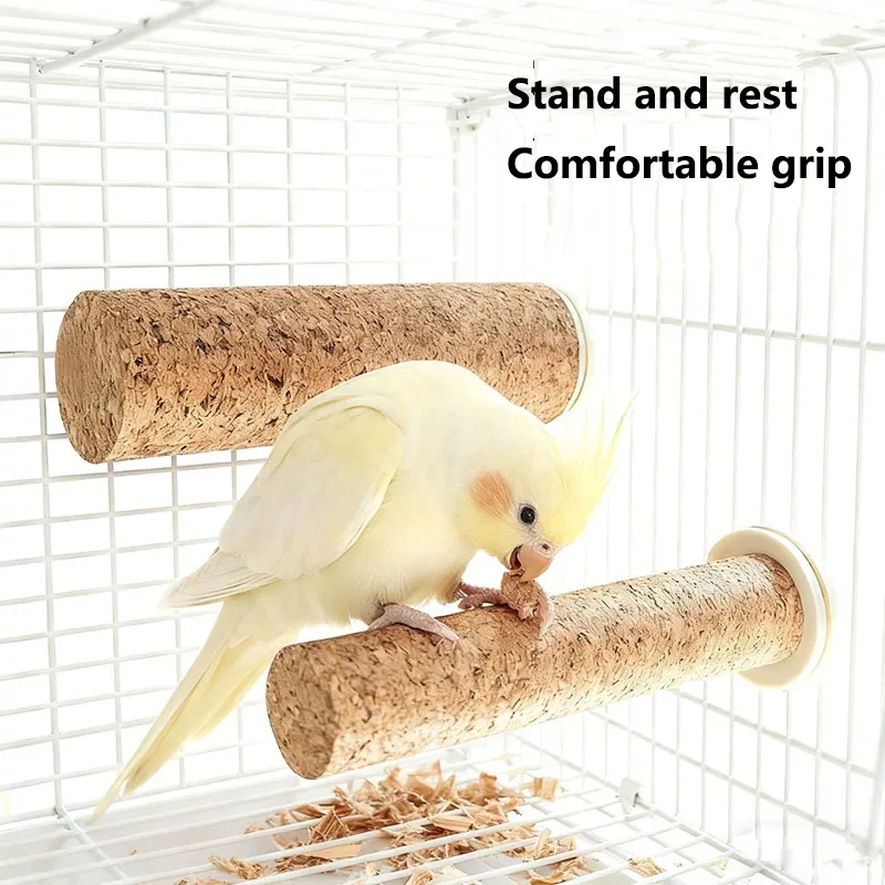 Multi-functional parrot clawing and climbing cork station pole toy, hamster teething stick, entertainment toy supplies