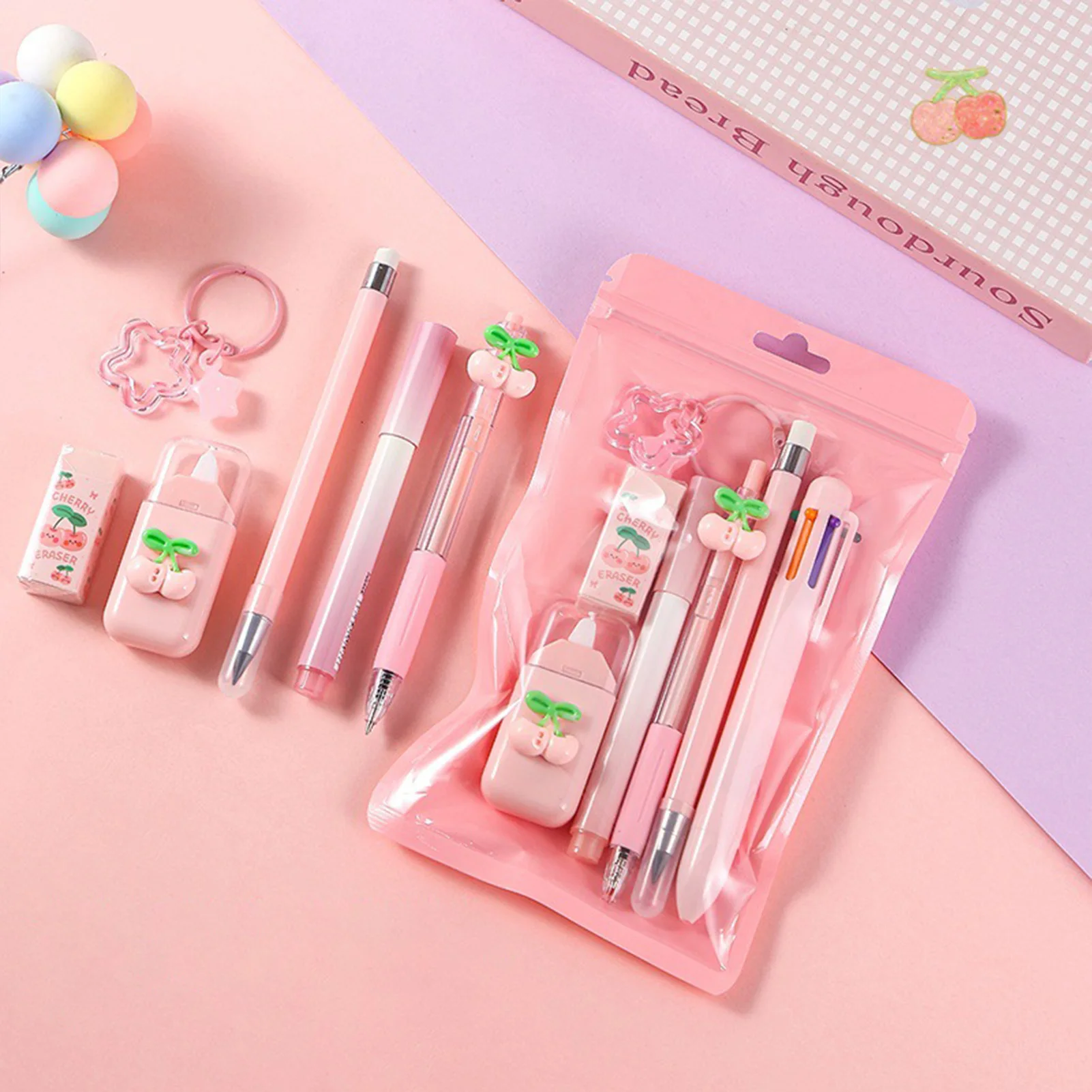 7pcs/set Fruit Stationery Set School Supplies Avocado Grape Cherry Style School Office Stationery For Education Goodies Supplies thumbnail 3