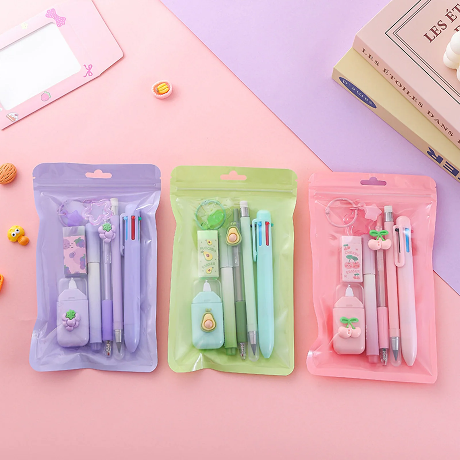 7pcs/set Fruit Stationery Set School Supplies Avocado Grape Cherry Style School Office Stationery For Education Goodies Supplies thumbnail 5