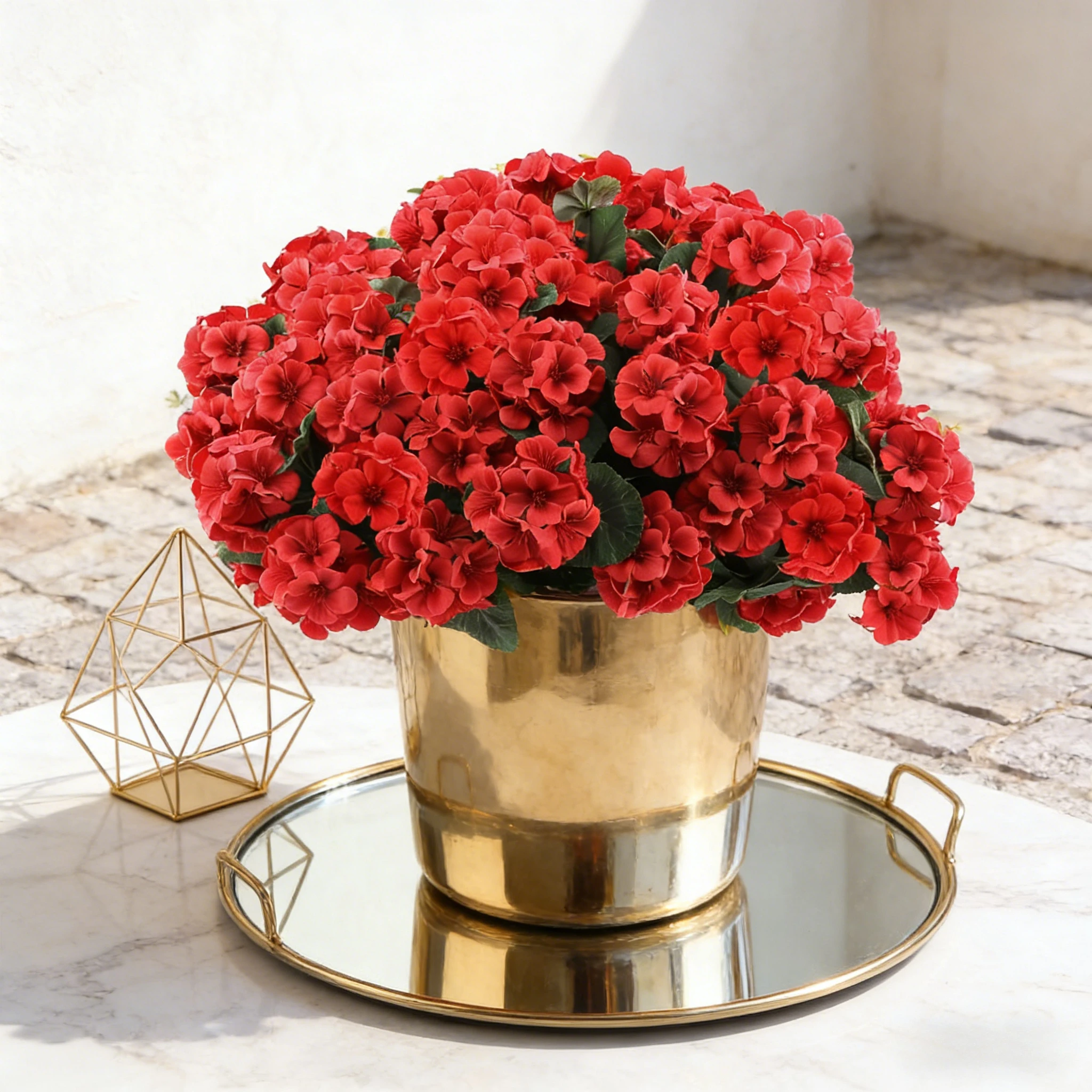 Artificial Geranium Flowers UV Resistant Outdoors Silk Geraniums Red Flower for Home Kitchen Table Centerpieces Christmas Decor thumbnail 5