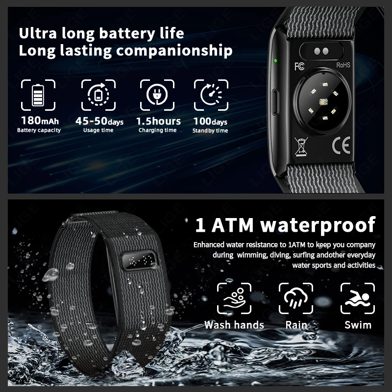 2026 No Screen Smart Watch for Men Women Waterproof Sport Electronic Bracelet Fitness Tracker Heart Rate Sleep Monitor Pedometer thumbnail 5