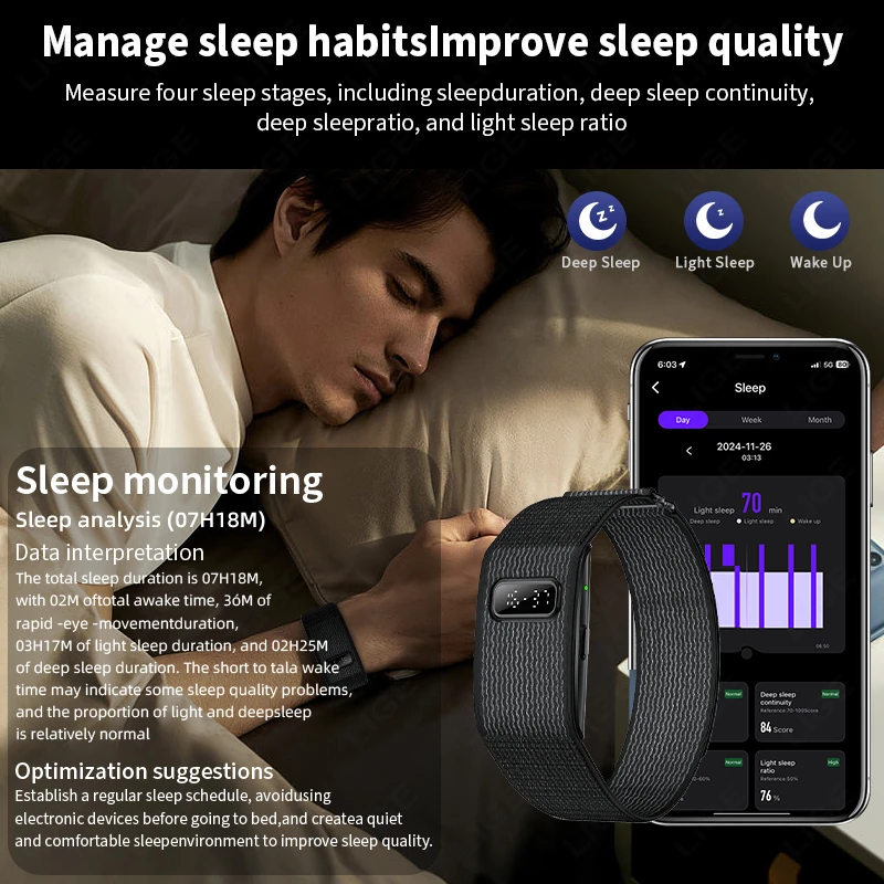 2026 No Screen Smart Watch for Men Women Waterproof Sport Electronic Bracelet Fitness Tracker Heart Rate Sleep Monitor Pedometer thumbnail 4